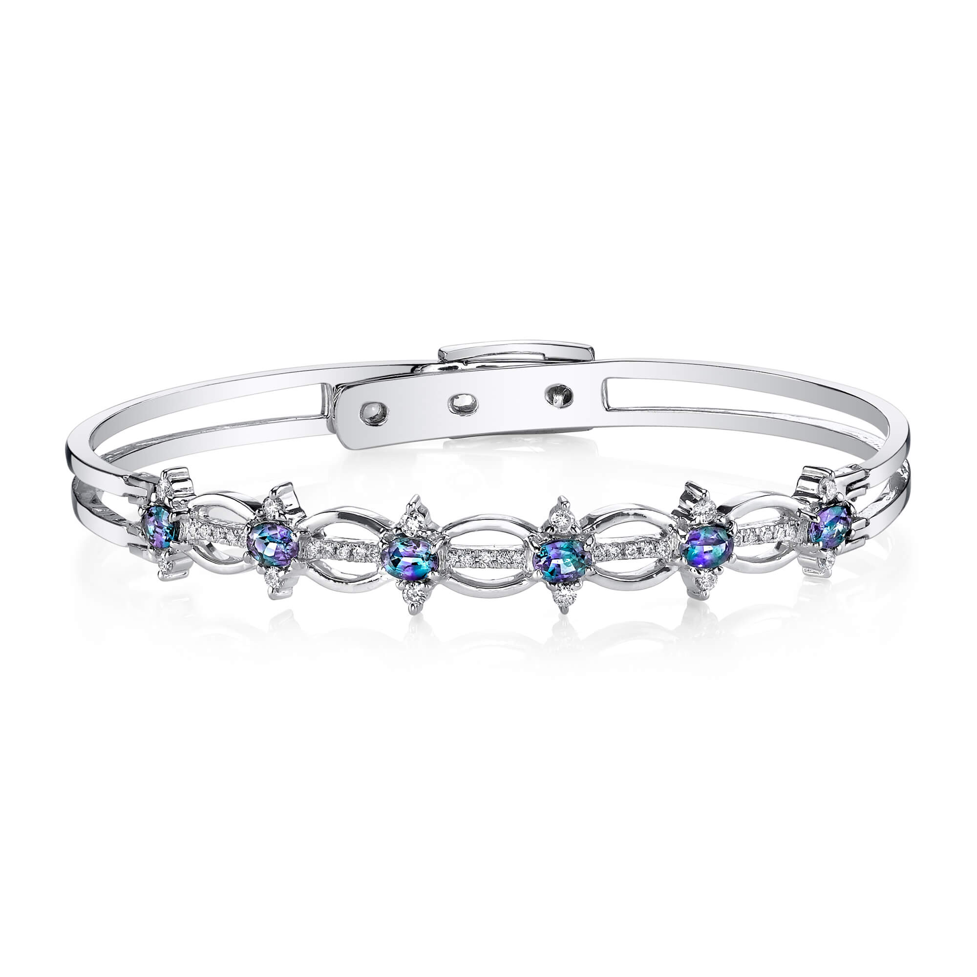 Spring's Oath - 14K White Gold Alexandrite Bangle