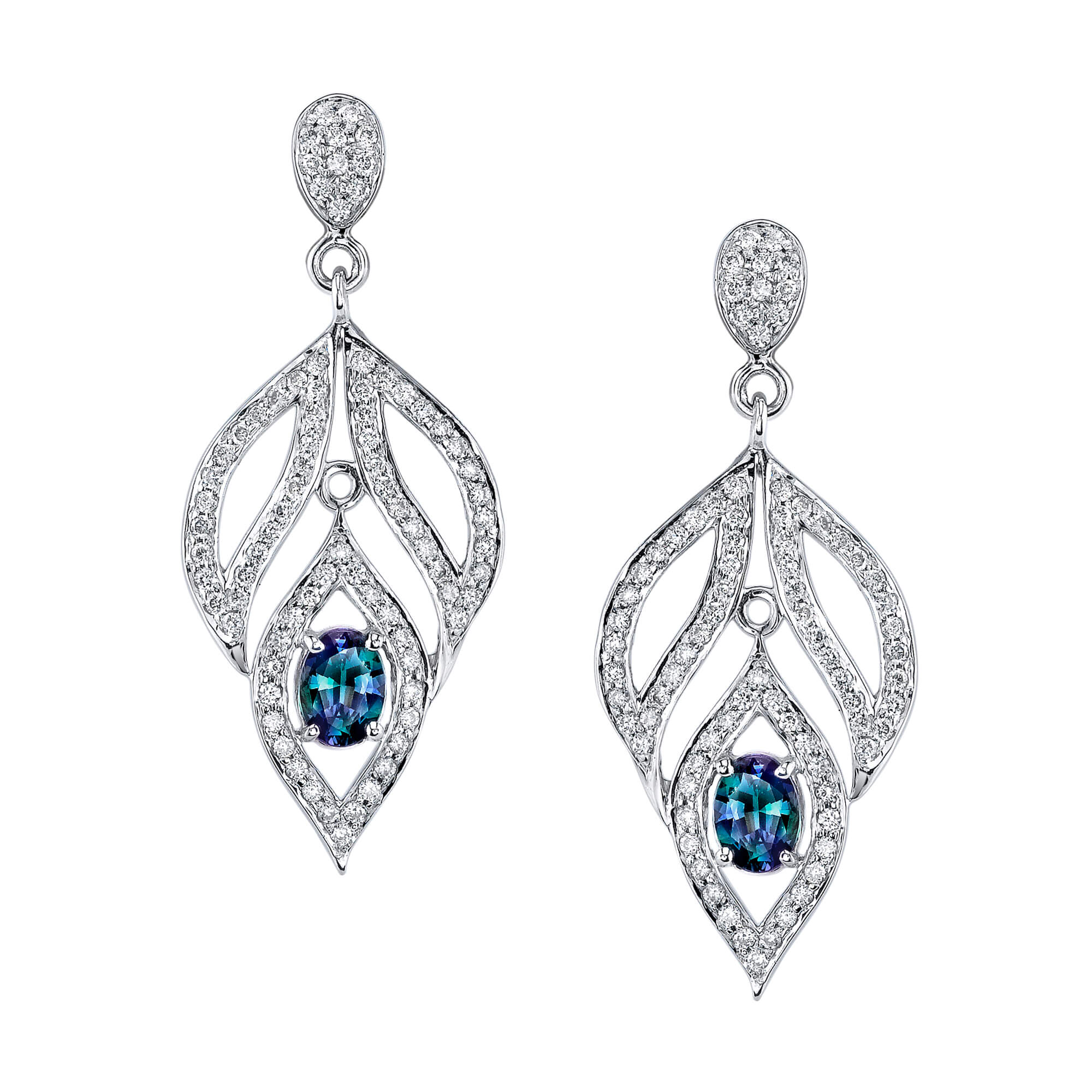 New Leaf - 14K White Gold Alexandrite Earring