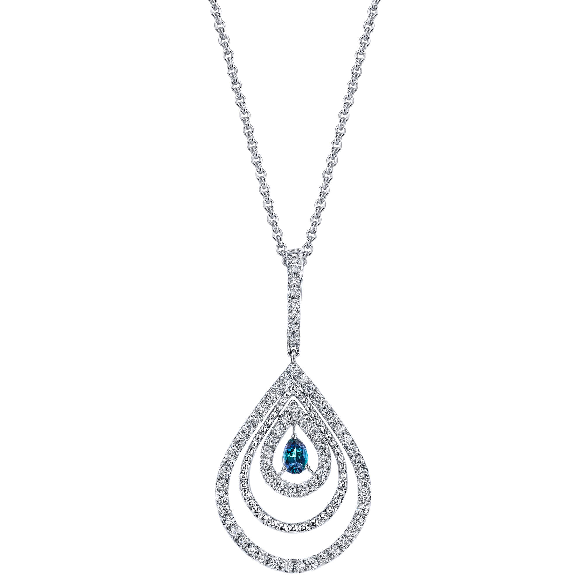 Precious Ripples - 14K White Gold Alexandrite Pendant