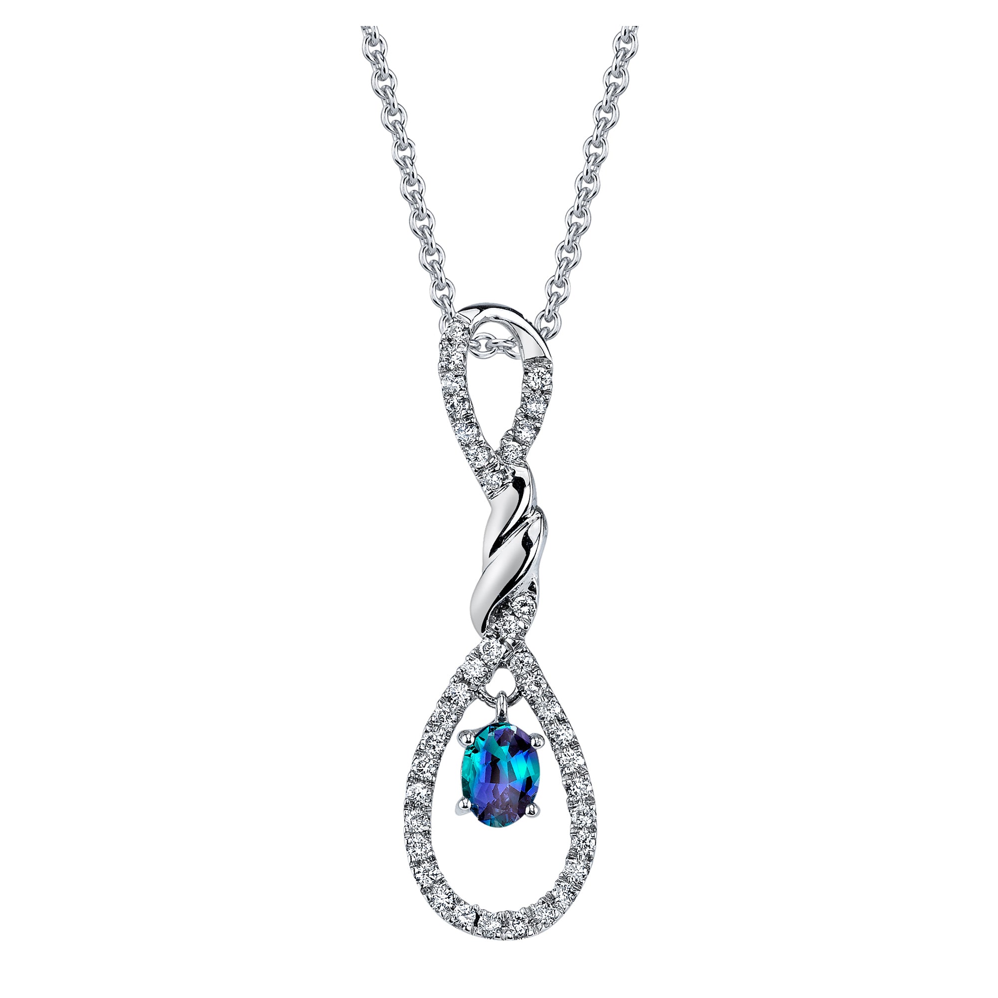 Russian Delight - 14K White Gold Alexandrite Pendant