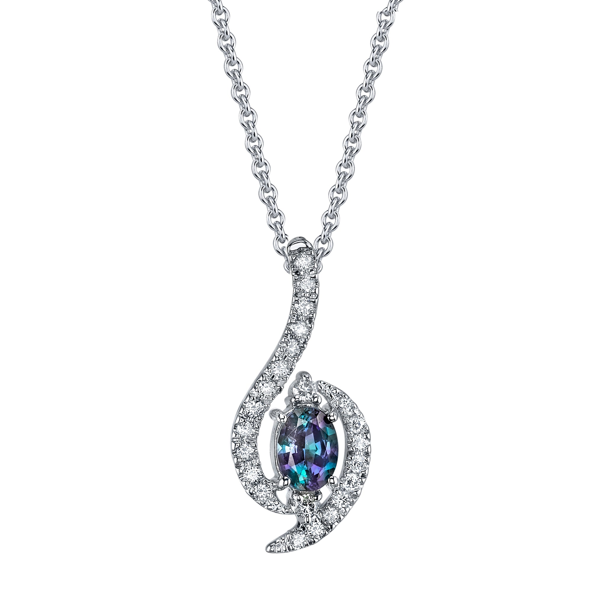 Queen's Favor - 14K White Gold Alexandrite Pendant
