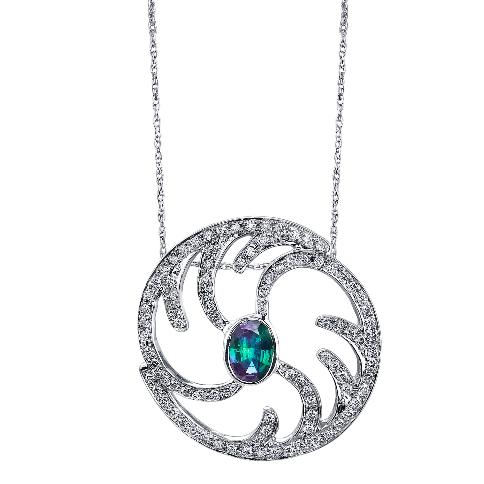 Dream Wave - 14K White Gold Alexandrite Pendant