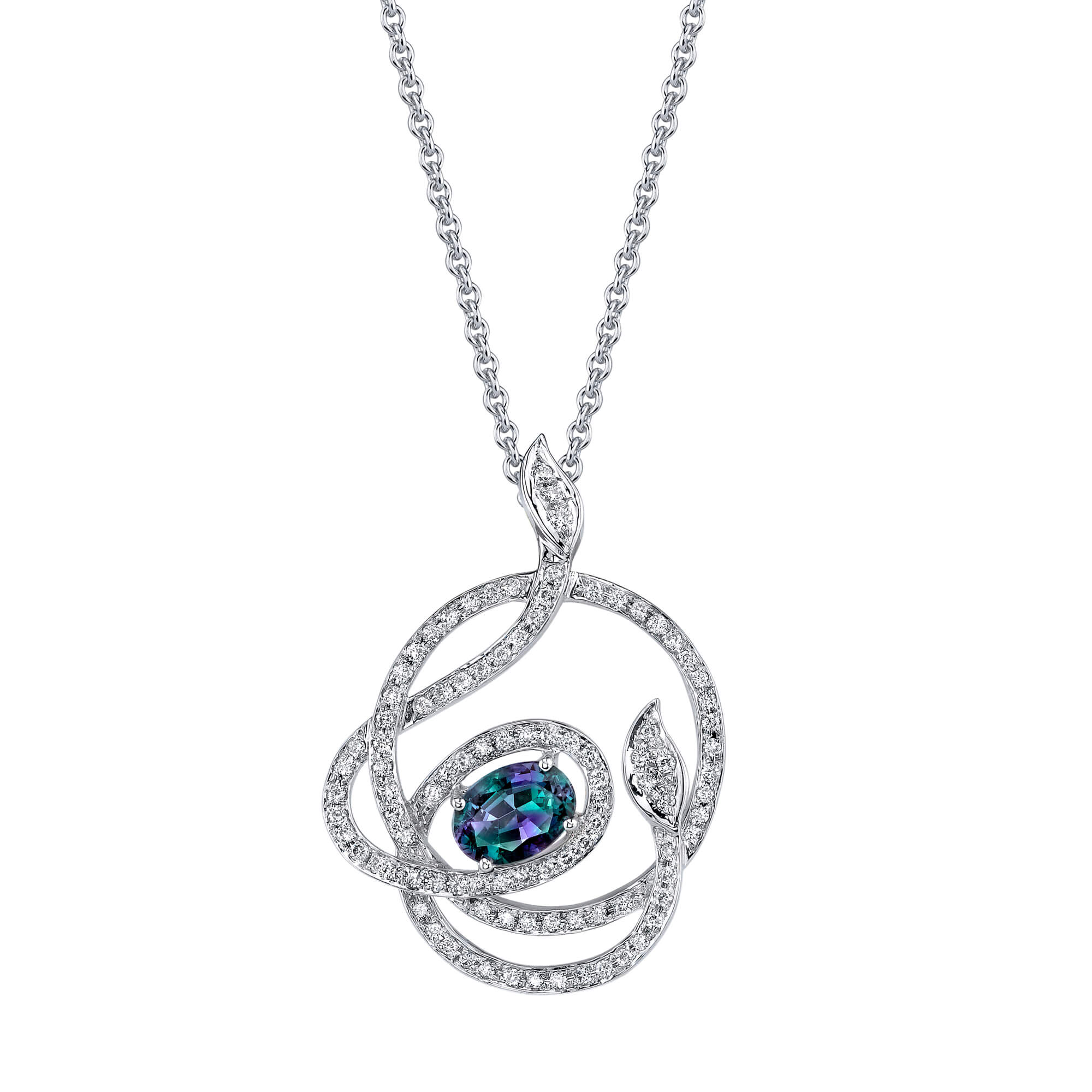 Winter Vines - 14K White Gold Alexandrite Pendant