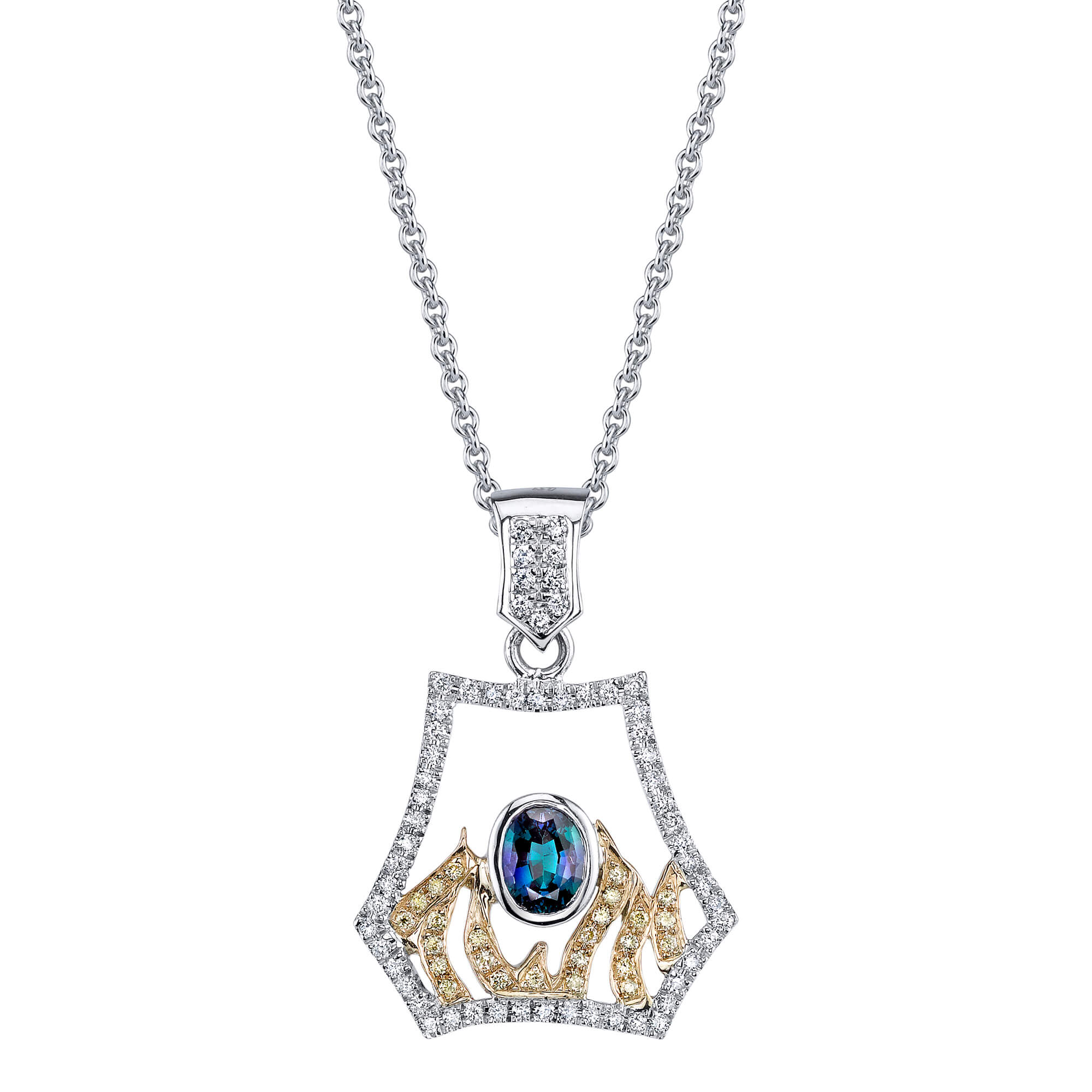 Eternal Flame - 14K White Yellow Gold Alexandrite Pendant