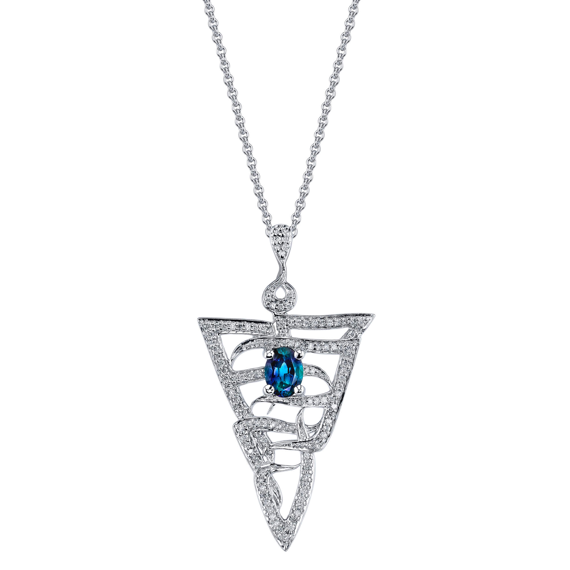 Cupid's Arrow - 14K White Gold Alexandrite Pendant