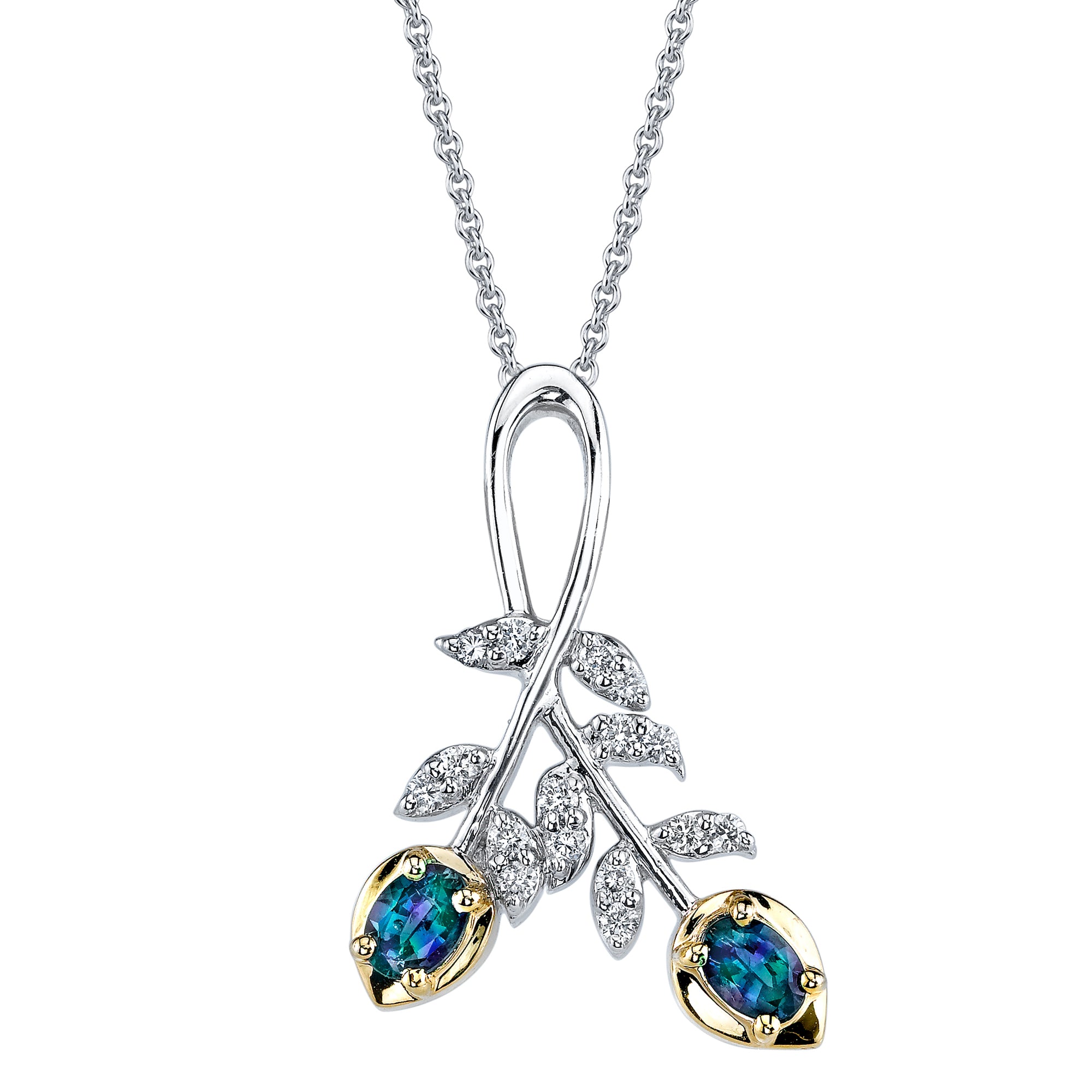 Nature's Melody - 14K White Yellow Gold Alexandrite Pendant