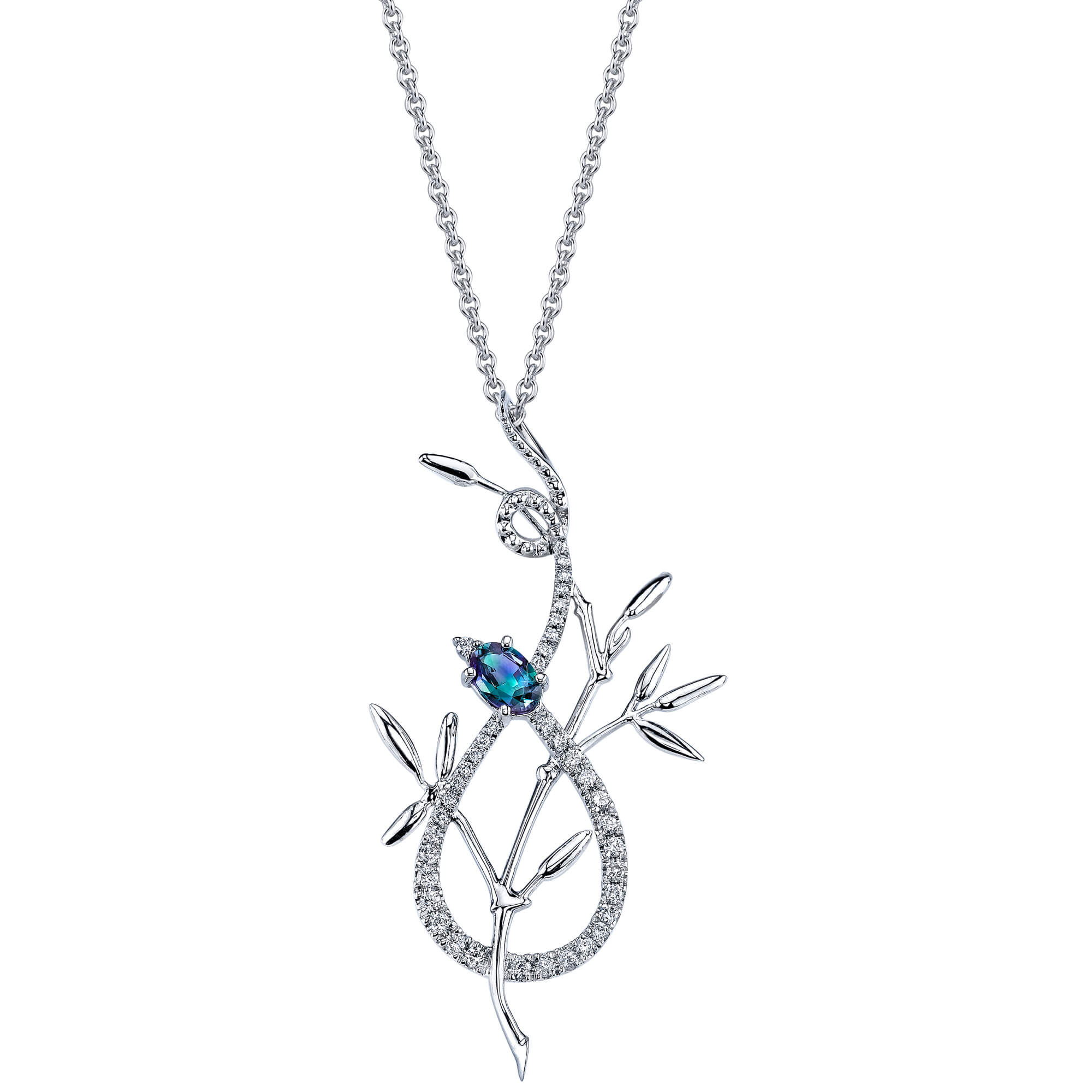 Trickster - 14K White Gold Alexandrite Pendant