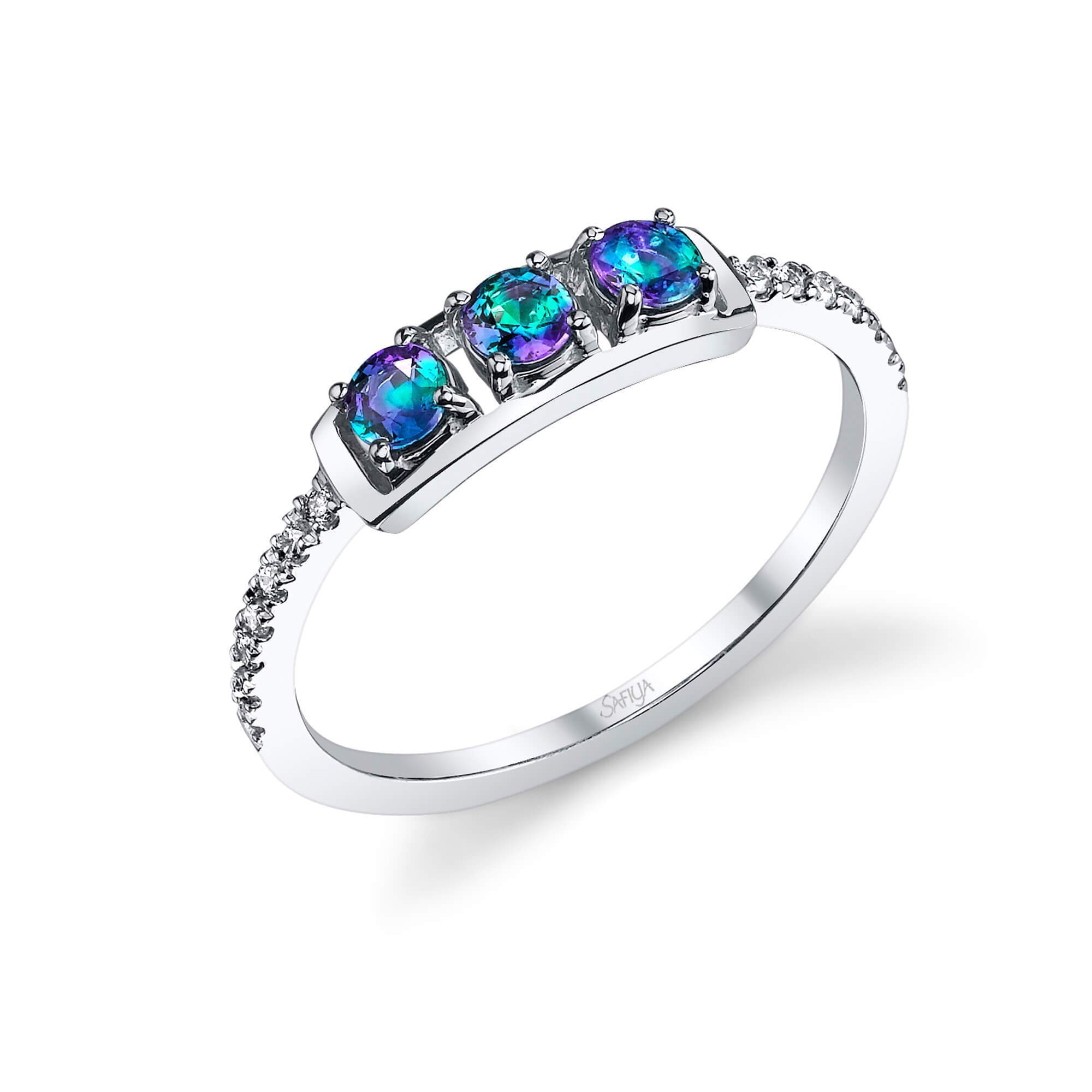 Shield of Valor - 14K White Gold Alexandrite Ring