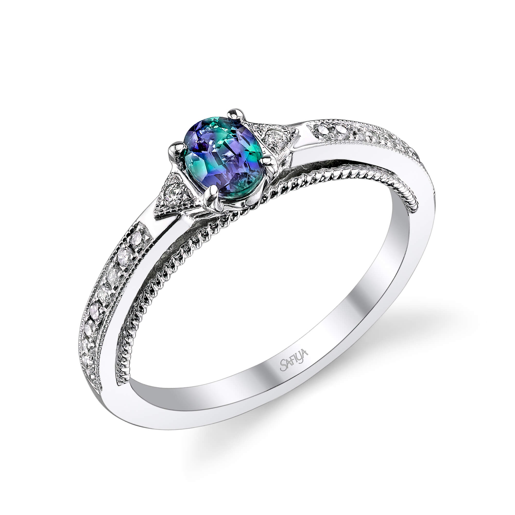 Natural Symmetry - 14K White Gold Alexandrite Ring