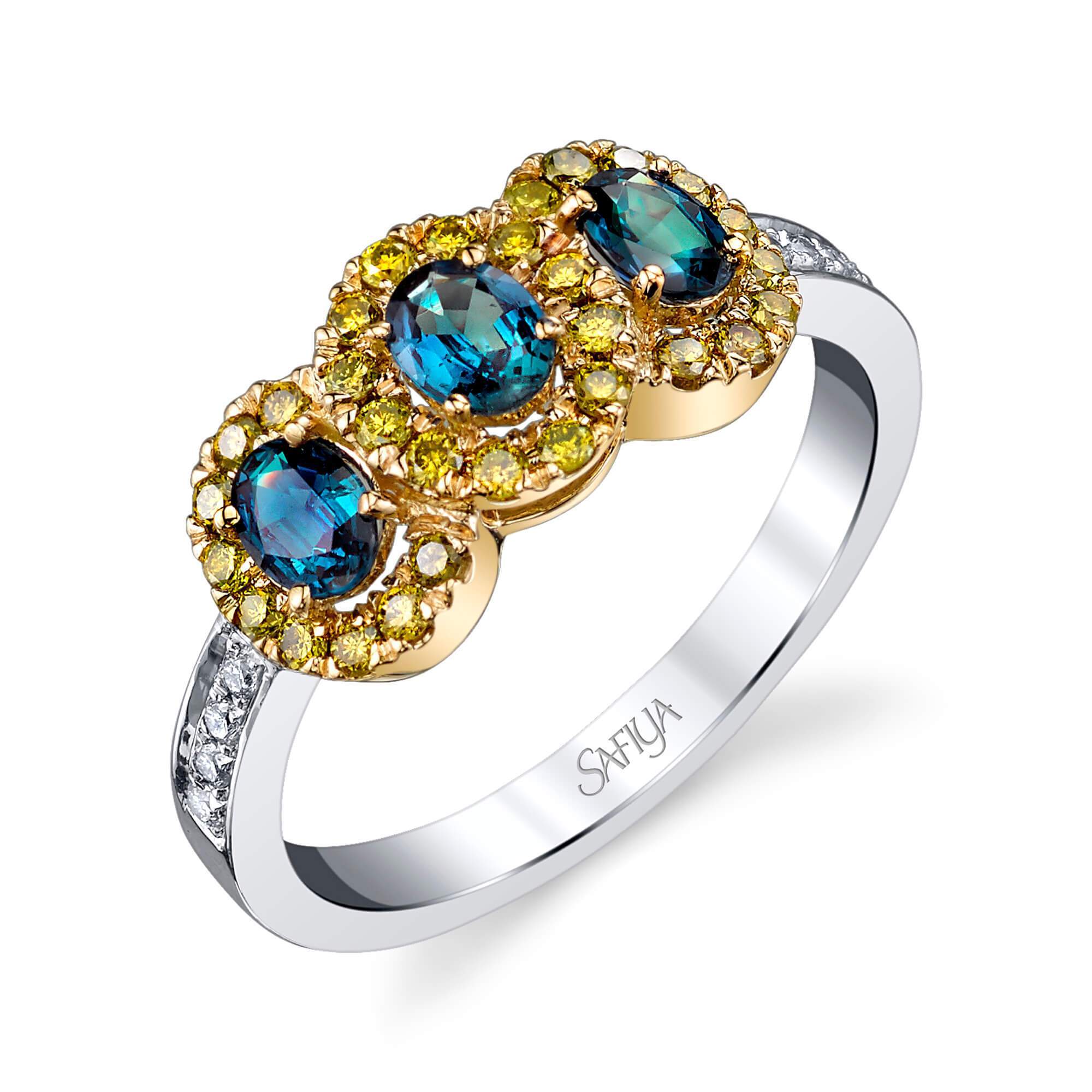 Three's Company - 14K White Yellow Gold Alexandrite Ring