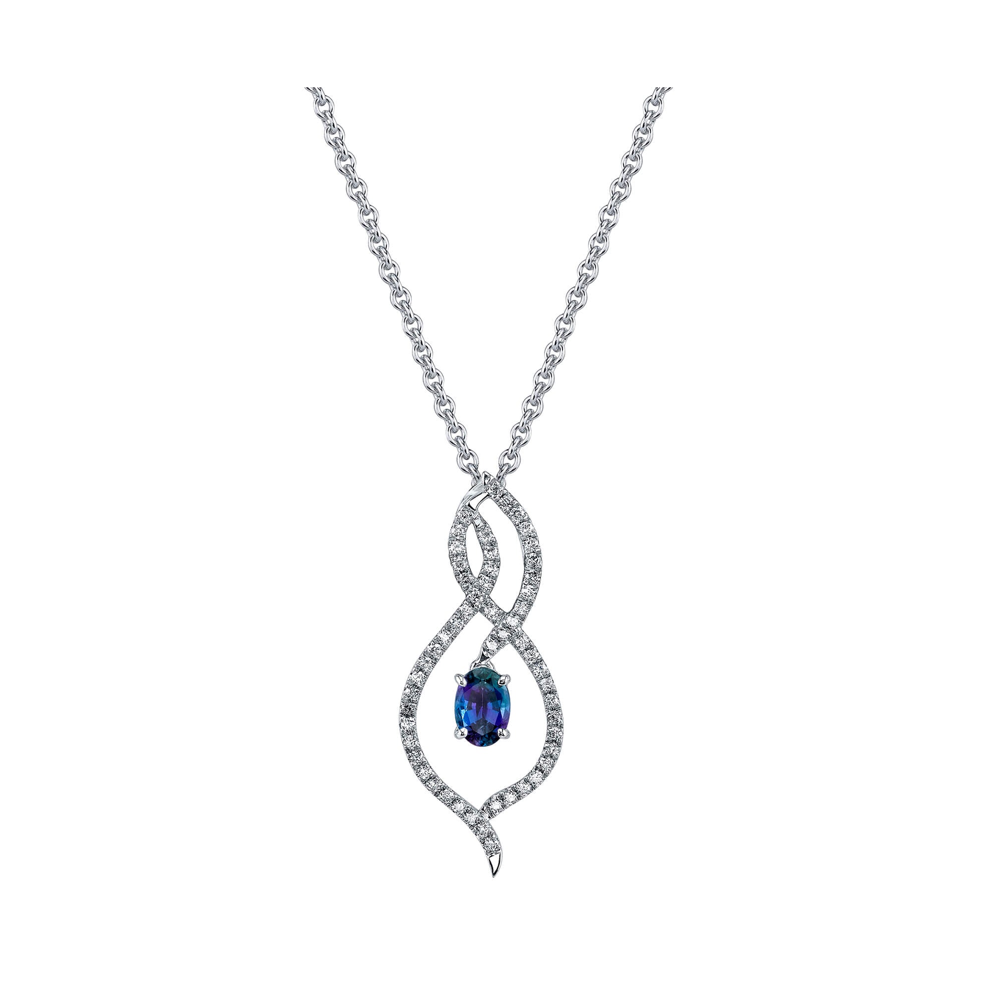 Captured Love - 14K White Gold Alexandrite Pendant