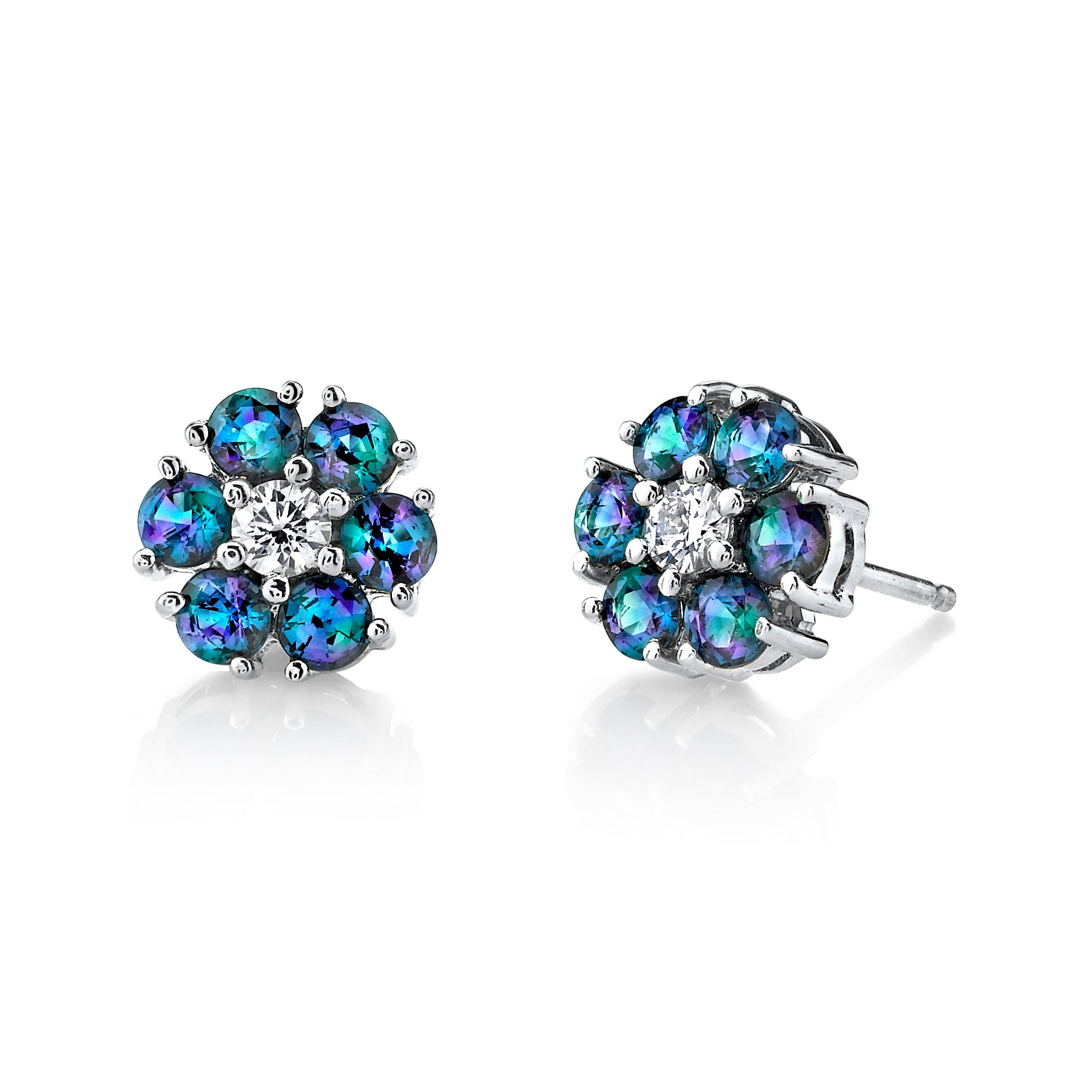 Graceful Blossom - 18K White Gold Alexandrite Earring
