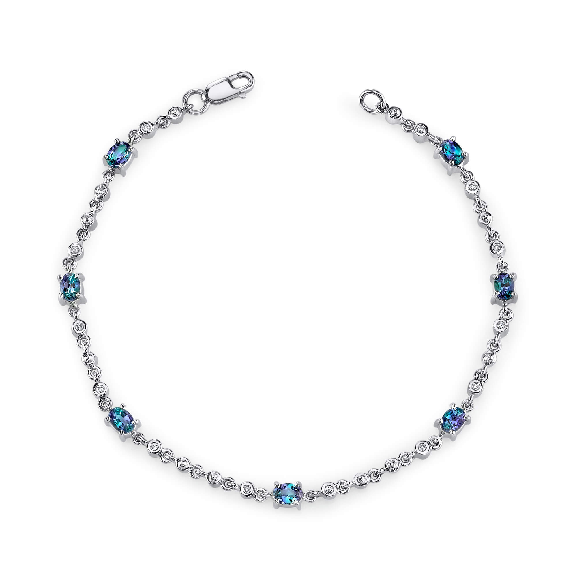 Hearts Wreath - 18K White Gold Alexandrite Bracelet
