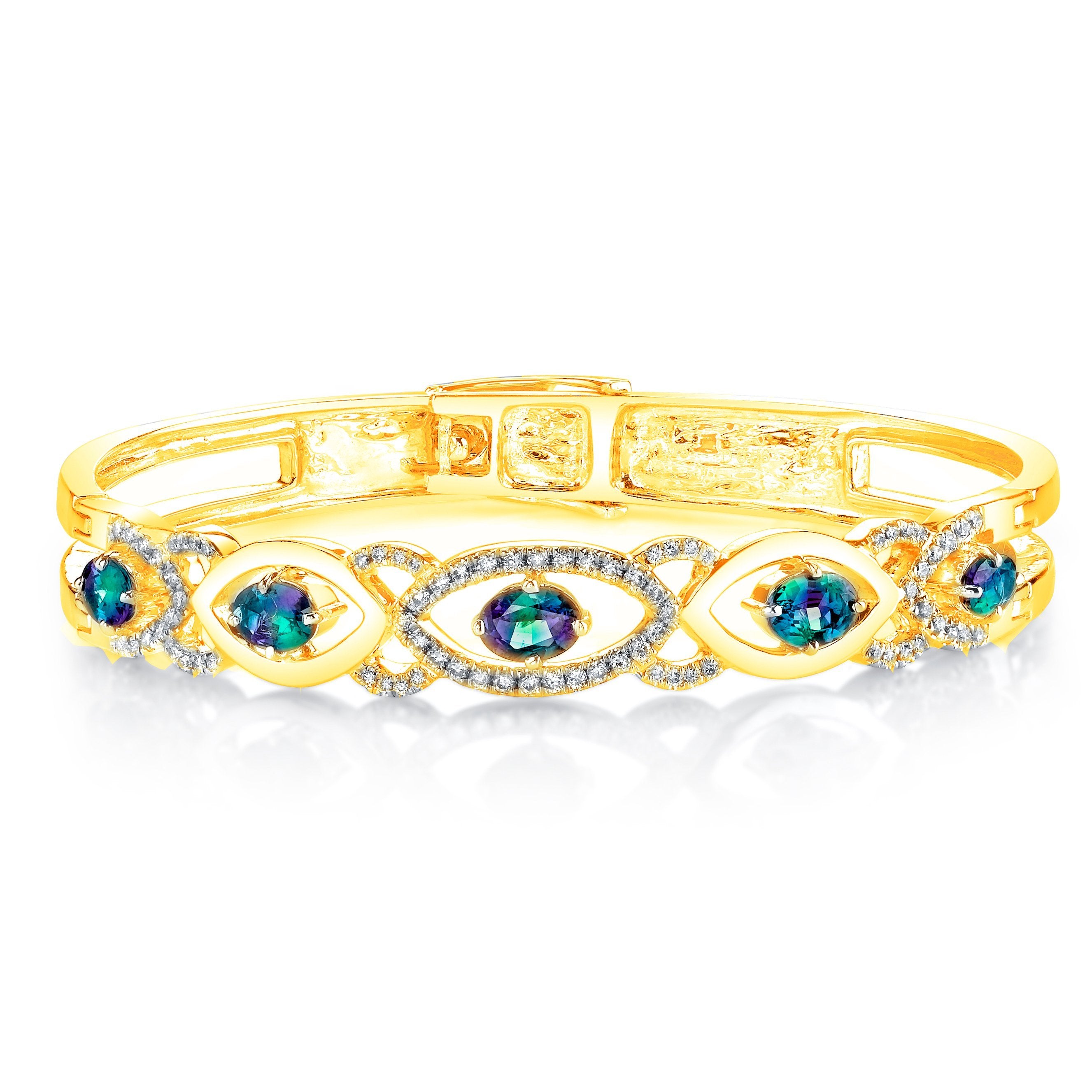 Winter Queen - 14K Yellow Gold Alexandrite Bangle
