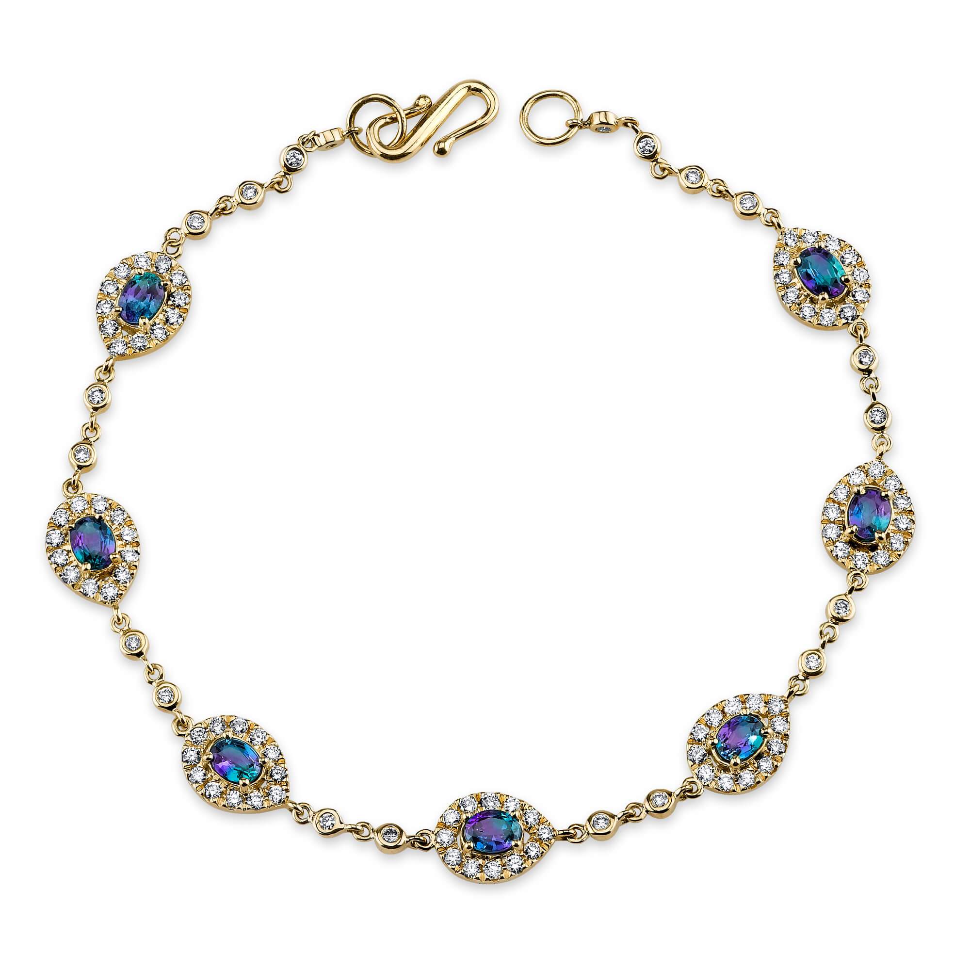 Love Embraced - 14K Yellow Gold Alexandrite Bracelet