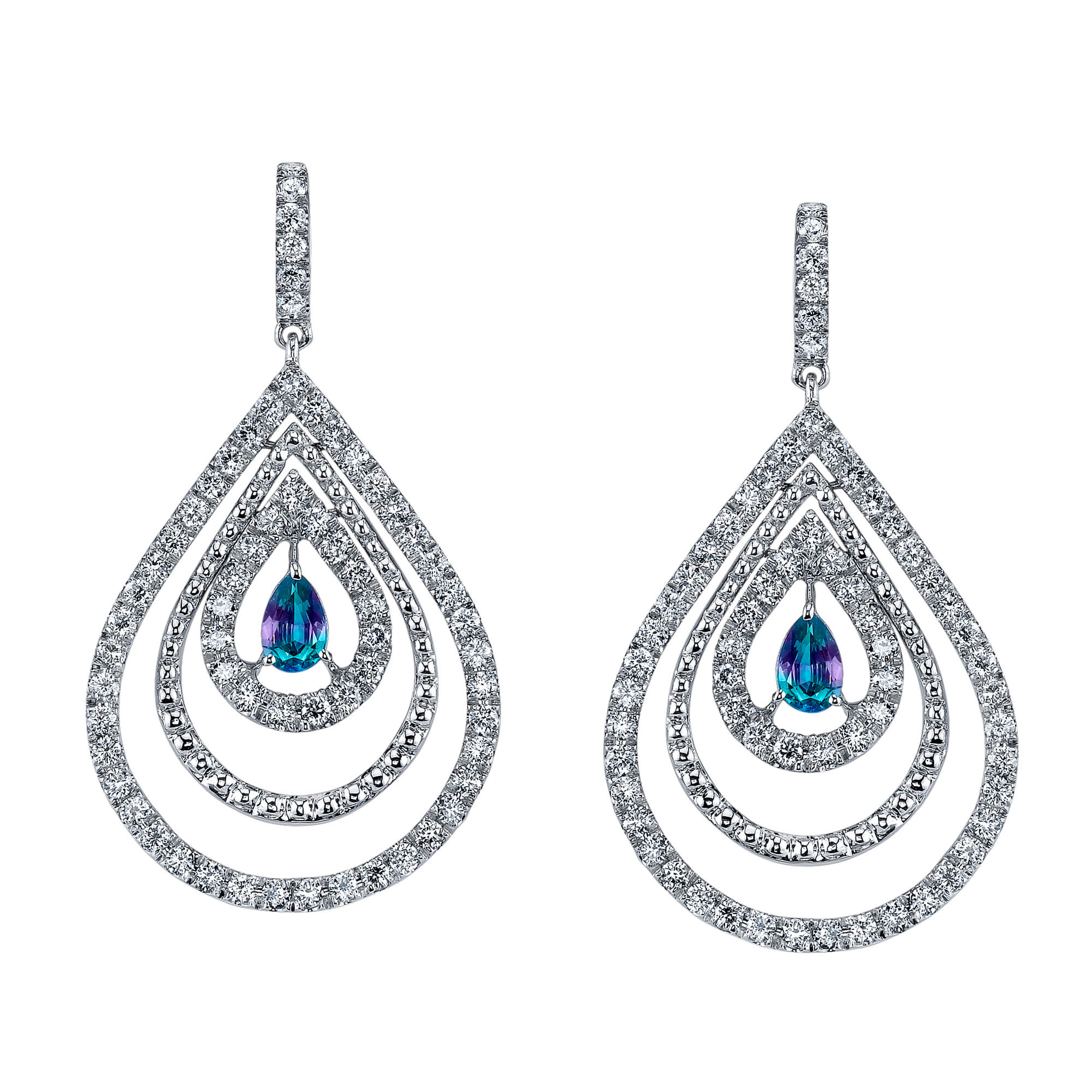 Ripples of Love - 14K White Gold Alexandrite Earring