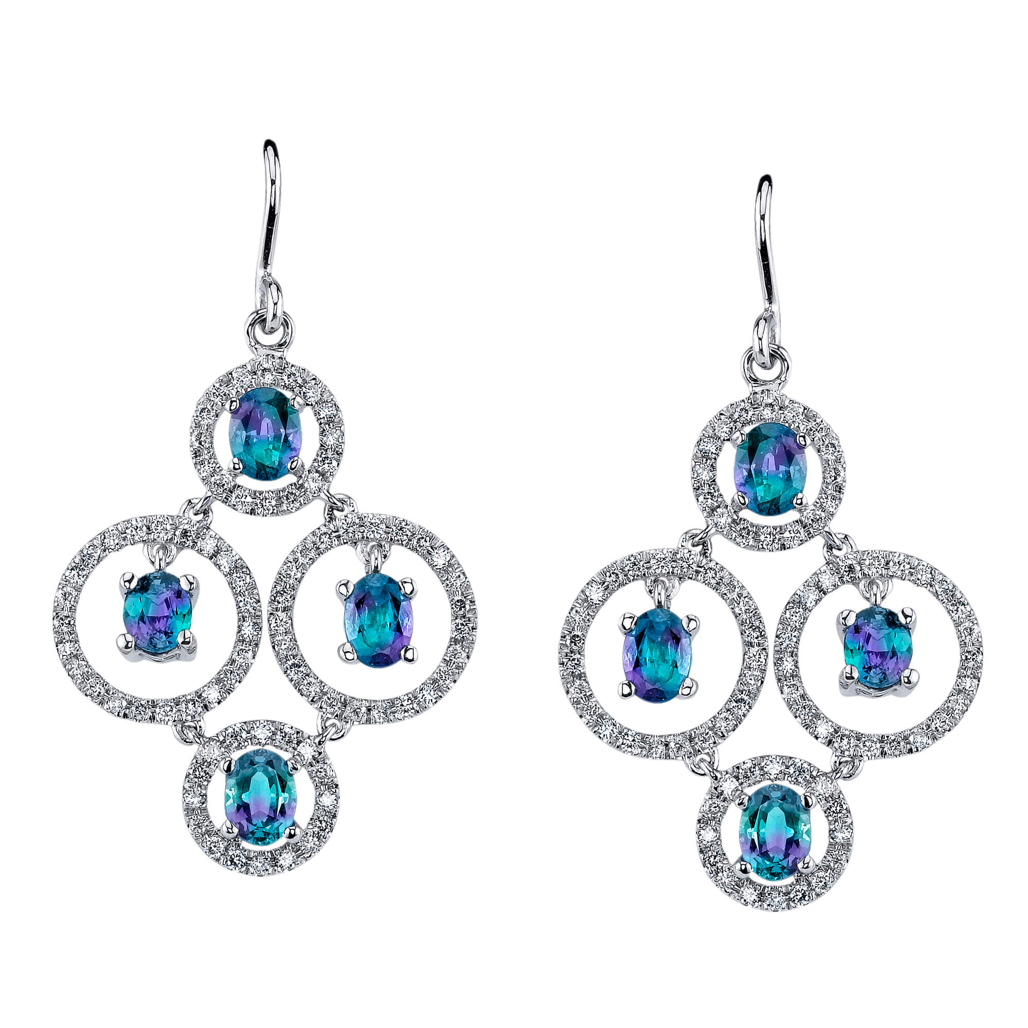 Captured Hearts - 14K White Gold Alexandrite Earring