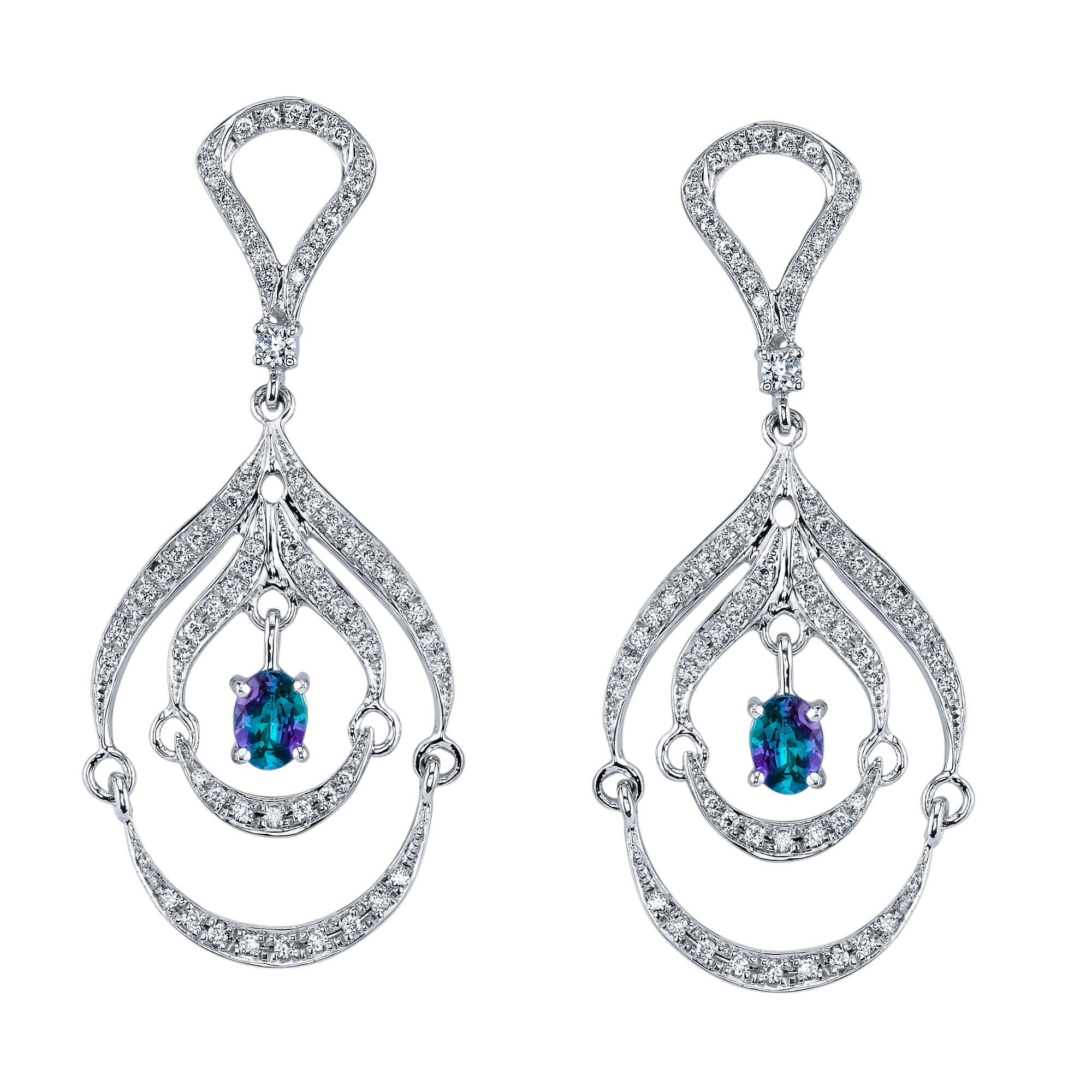Gentle Waves - 14K White Gold Alexandrite Earring