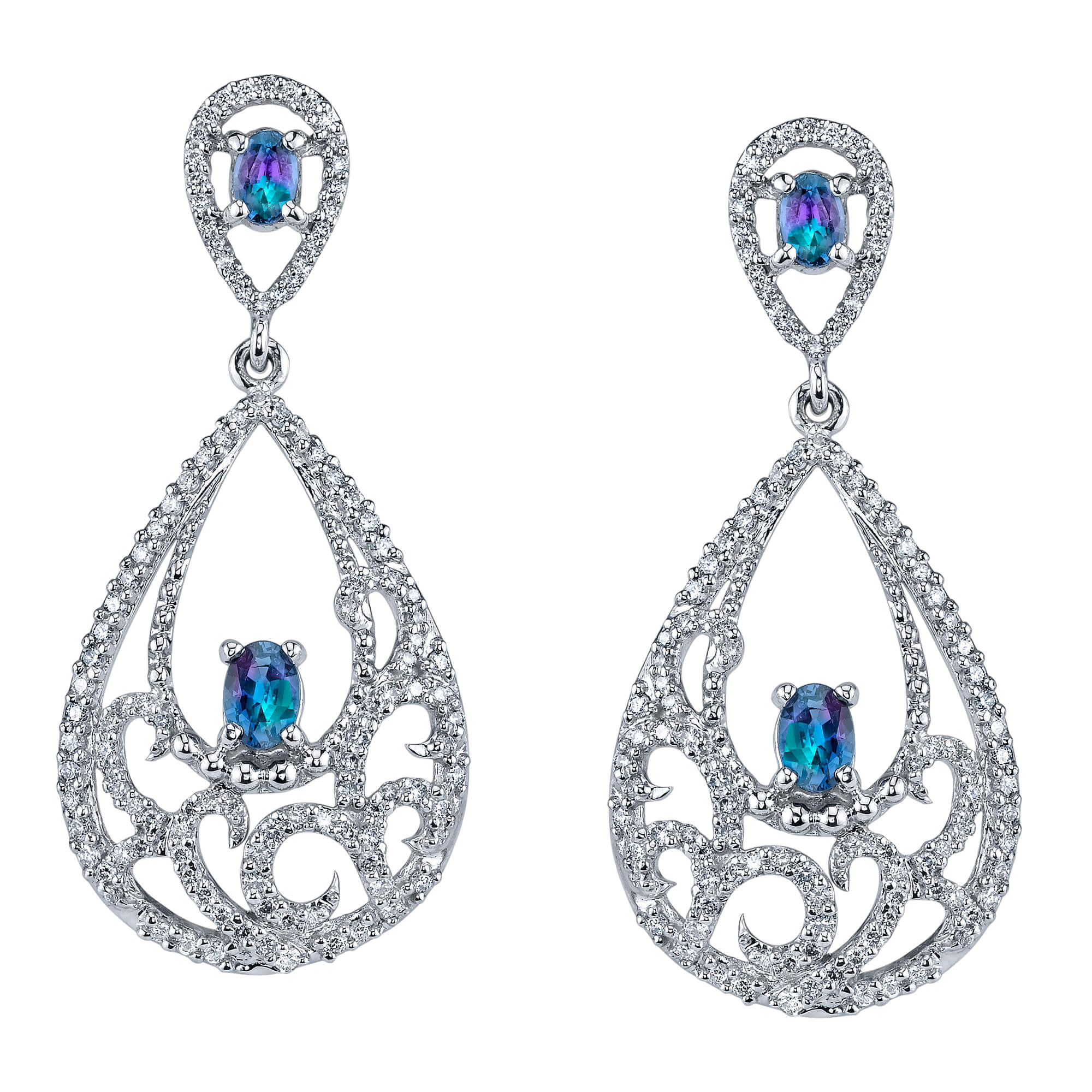 Imperial Court - 14K White Gold Alexandrite Earring