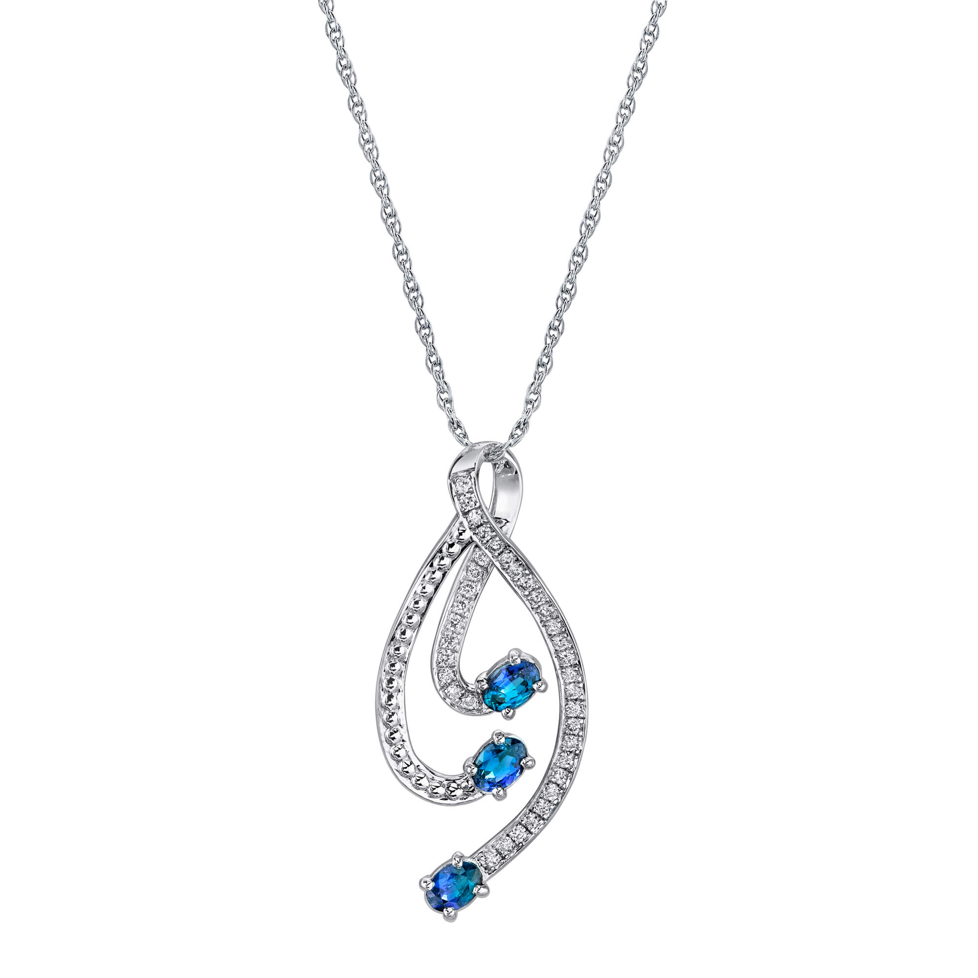 Wave's Crest - 14K White Gold Alexandrite Pendant