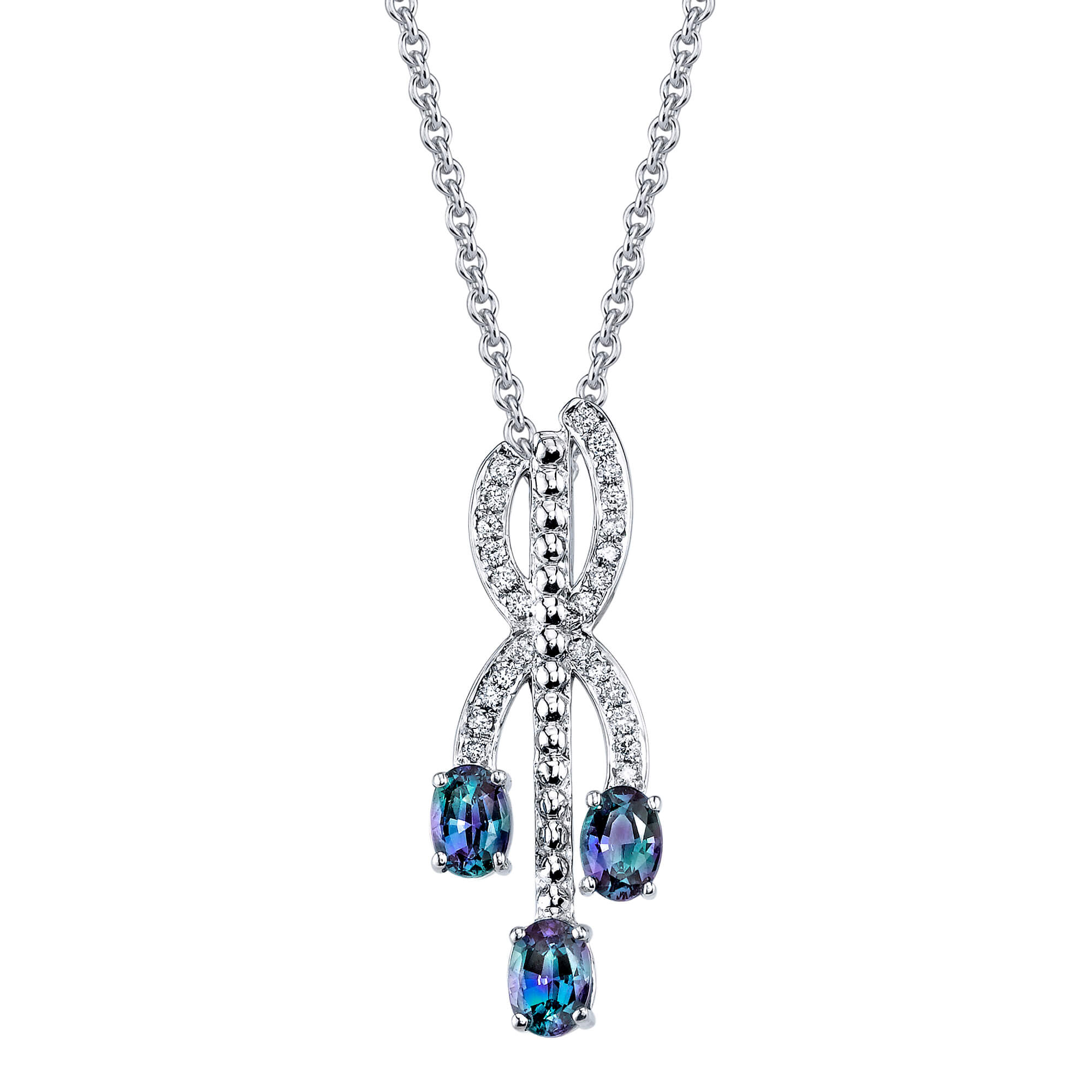 Trinity - 14K White Gold Alexandrite Pendant