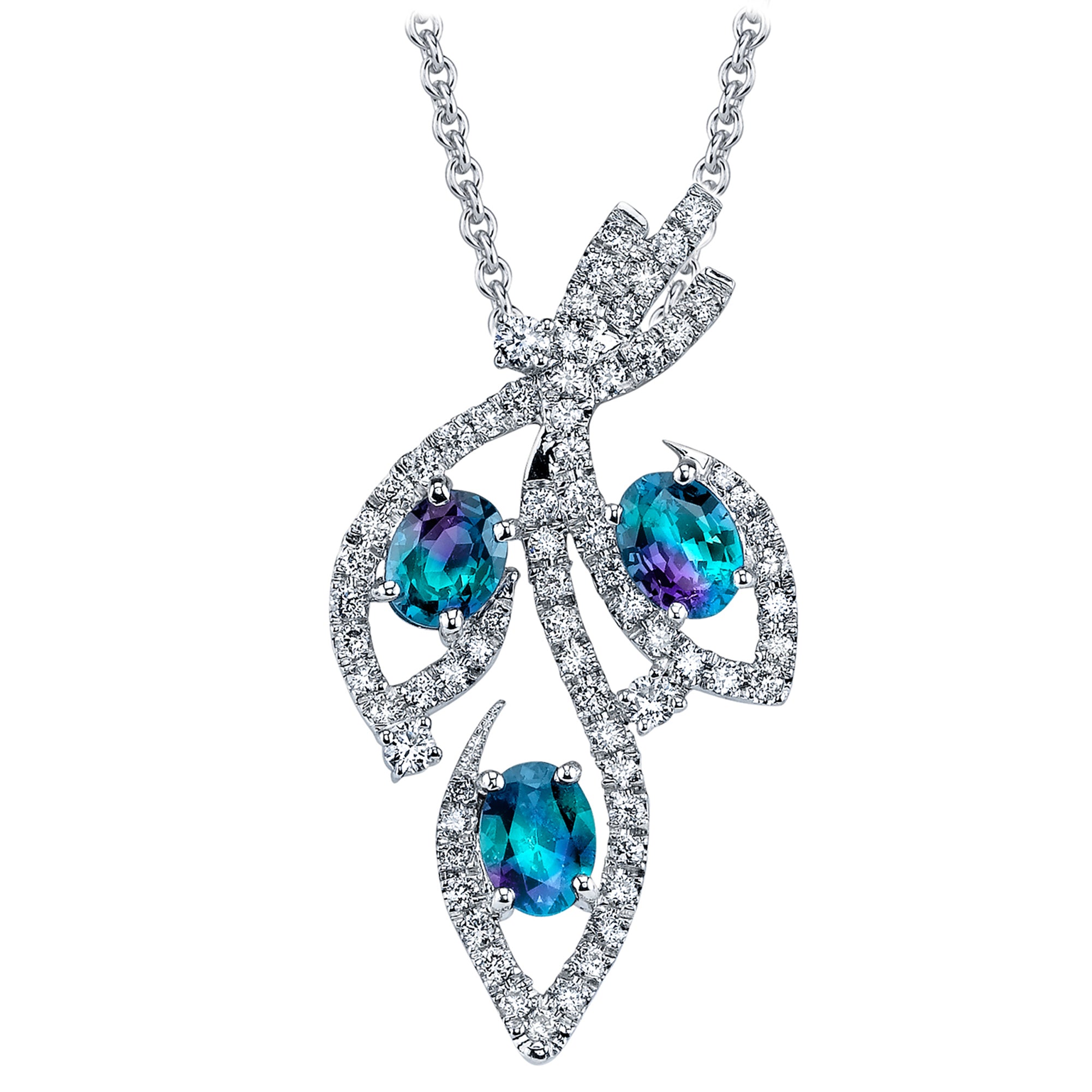 Rain Drops - Large - 14K White Gold Alexandrite Pendant