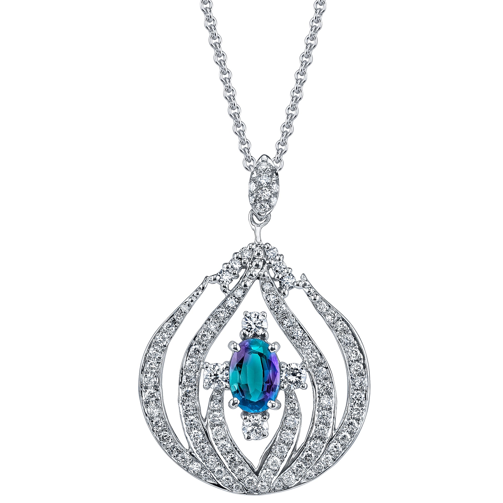 Sea Treasure - 14K White Gold Alexandrite Pendant