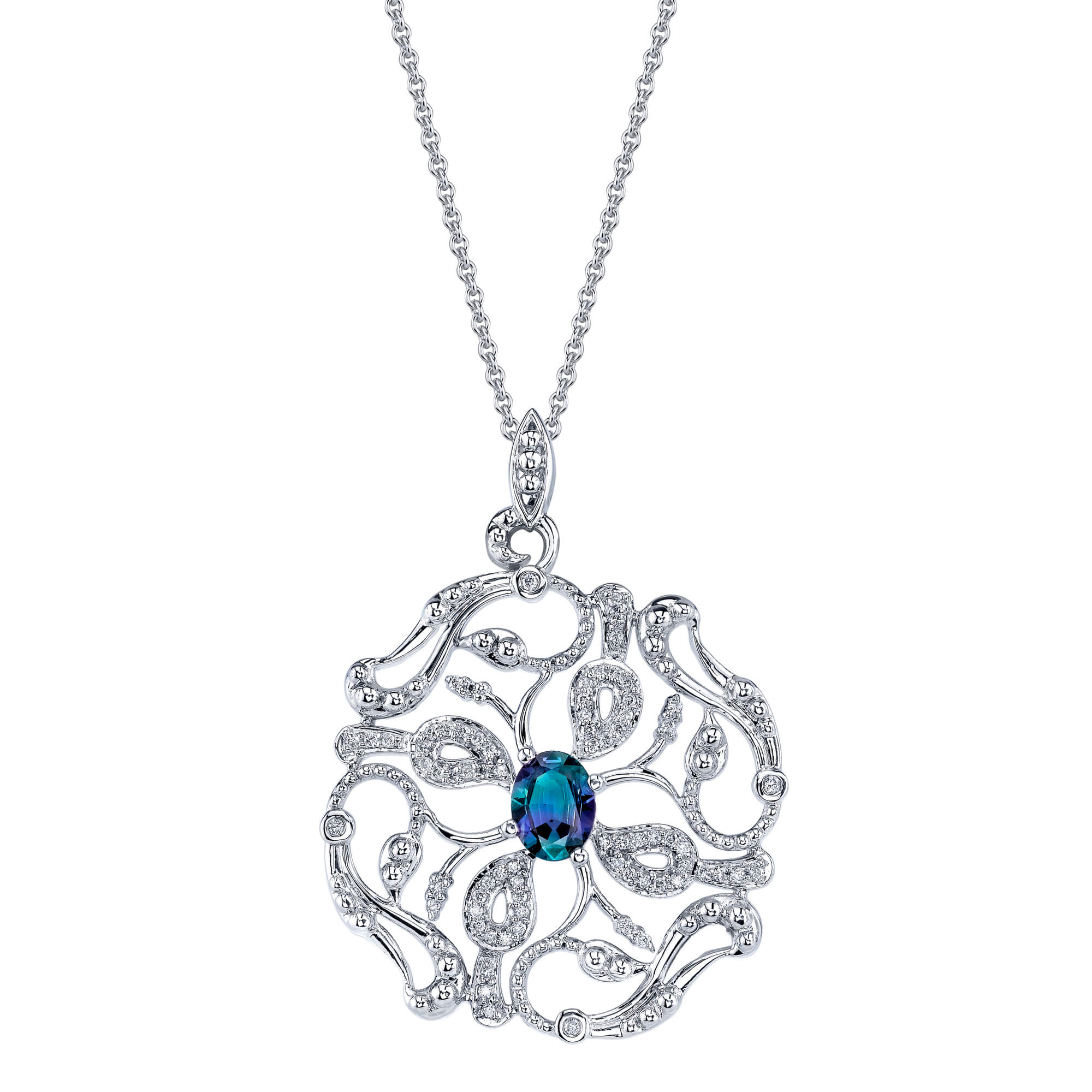 Forest - 14K White Gold Alexandrite Pendant