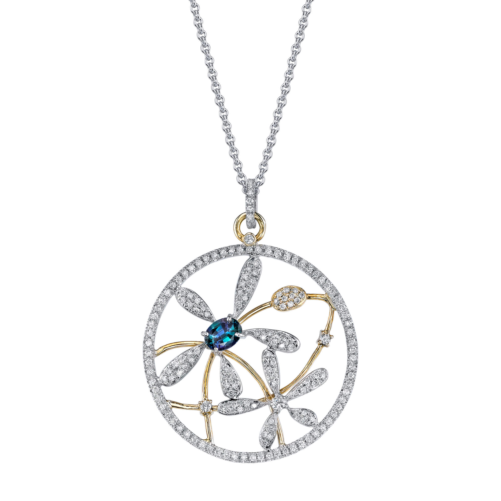 Alexis - 14K White Yellow Gold Alexandrite Pendant