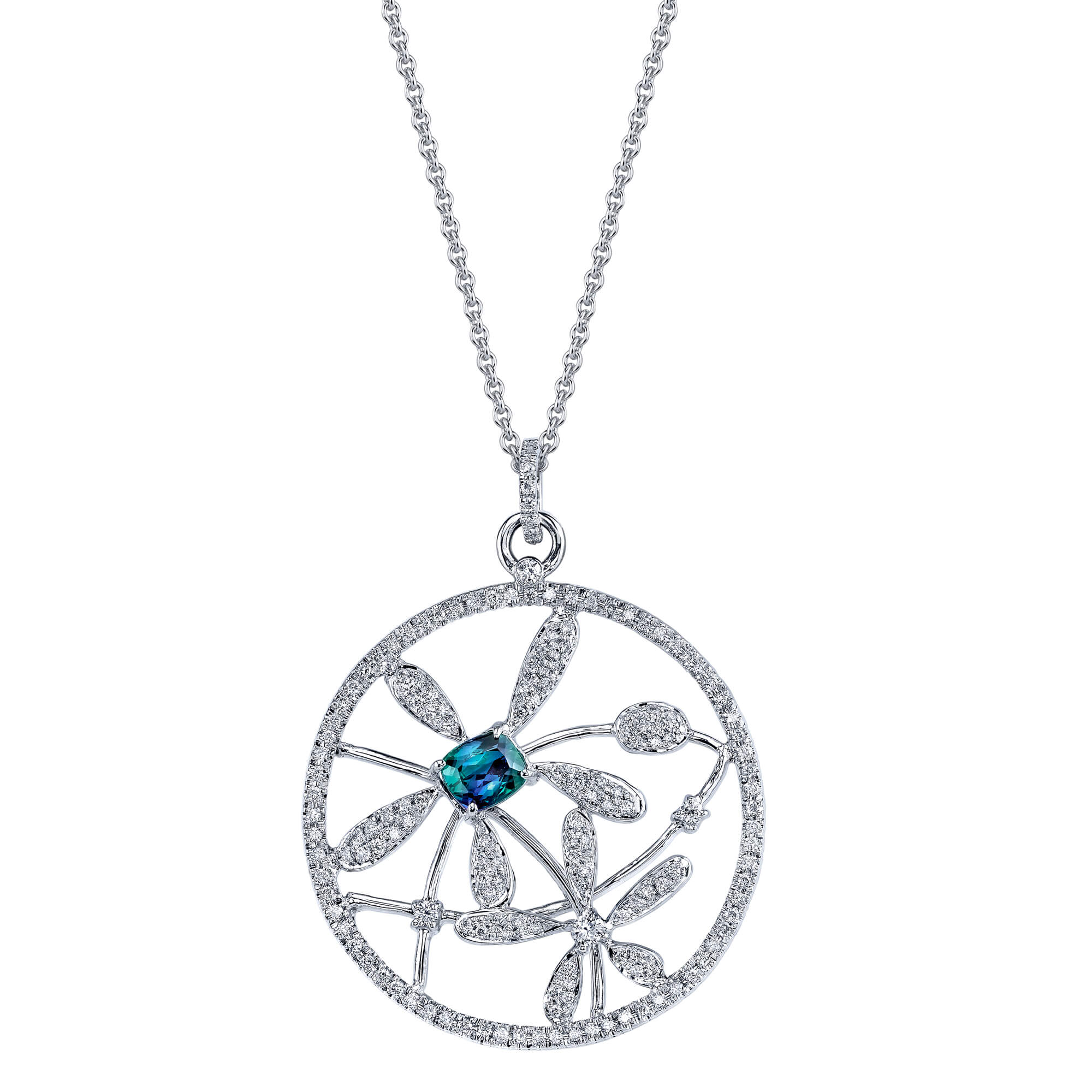 Alexis - 14K White Gold Alexandrite Pendant