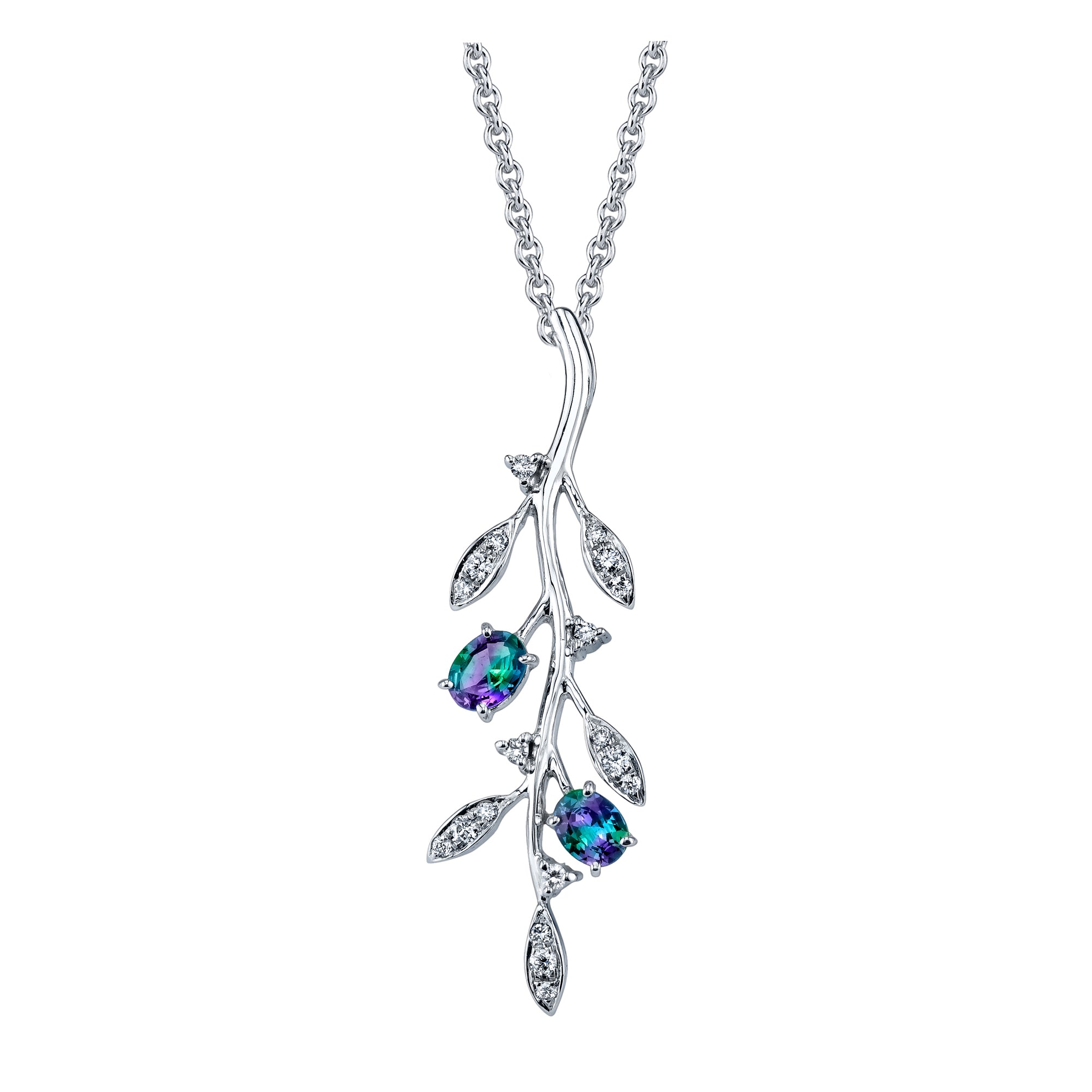 Peace Symbol - 14K White Gold Alexandrite Pendant