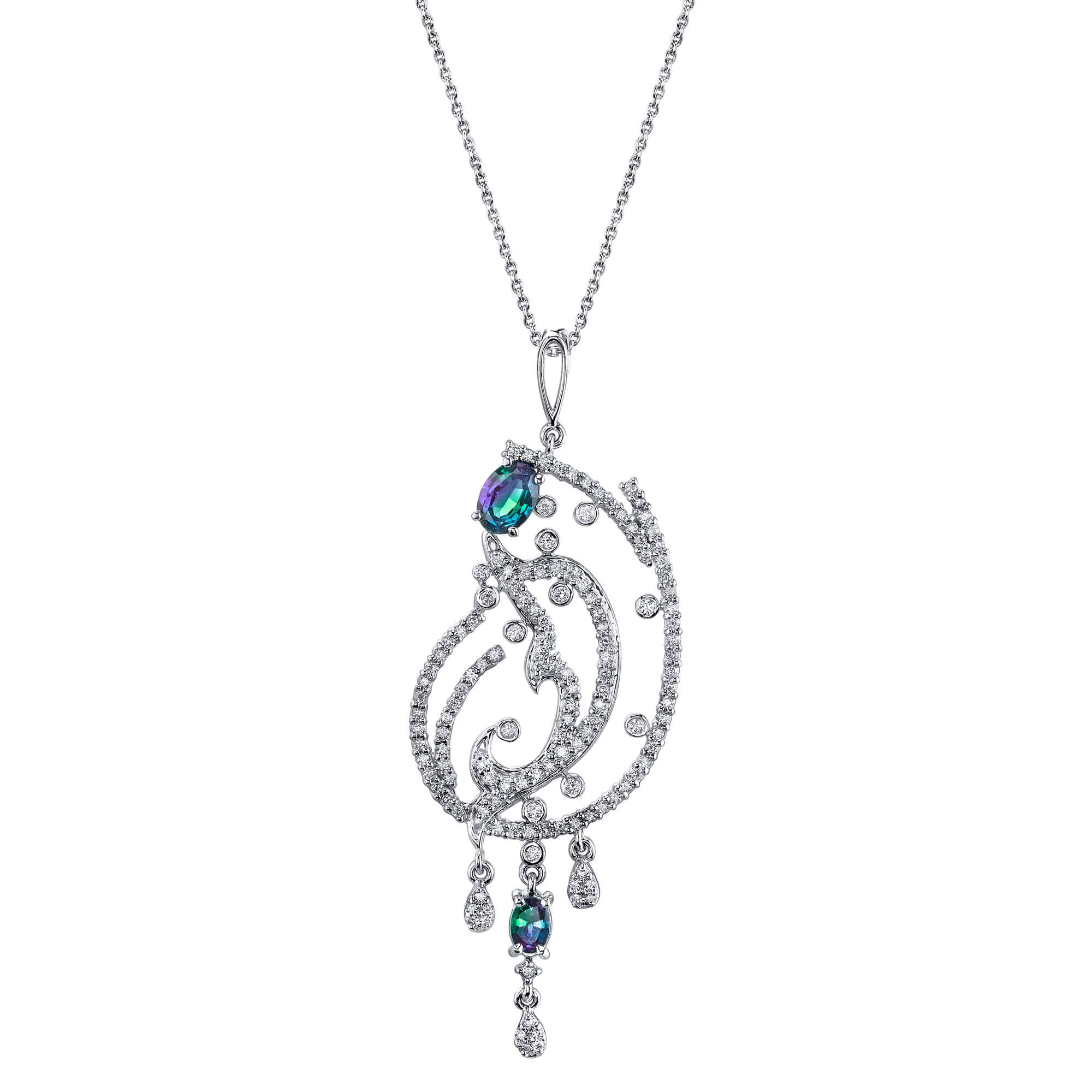Dolphin - 14K White Gold Alexandrite Pendant