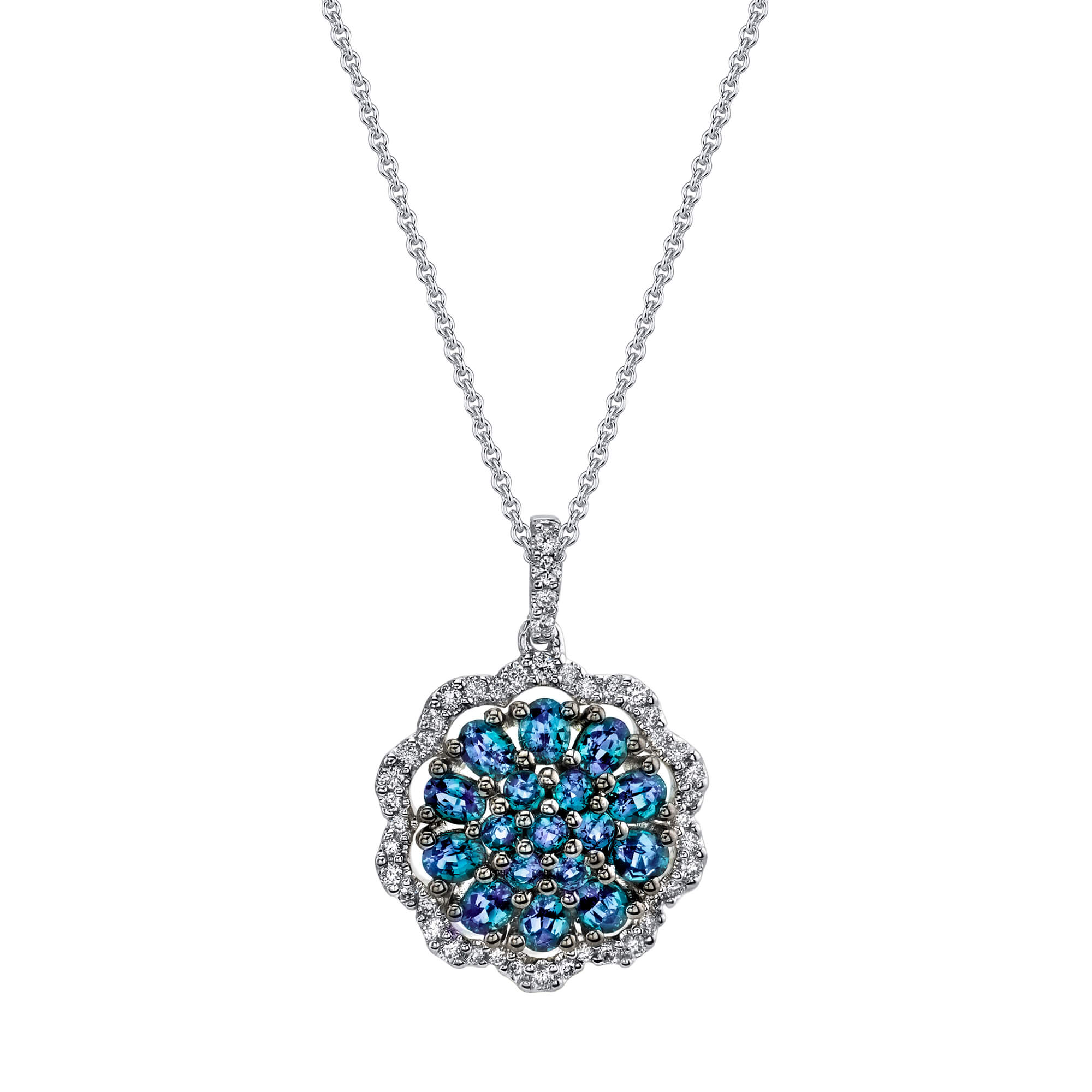 Lover's Orbit - 18K White Gold Alexandrite Pendant