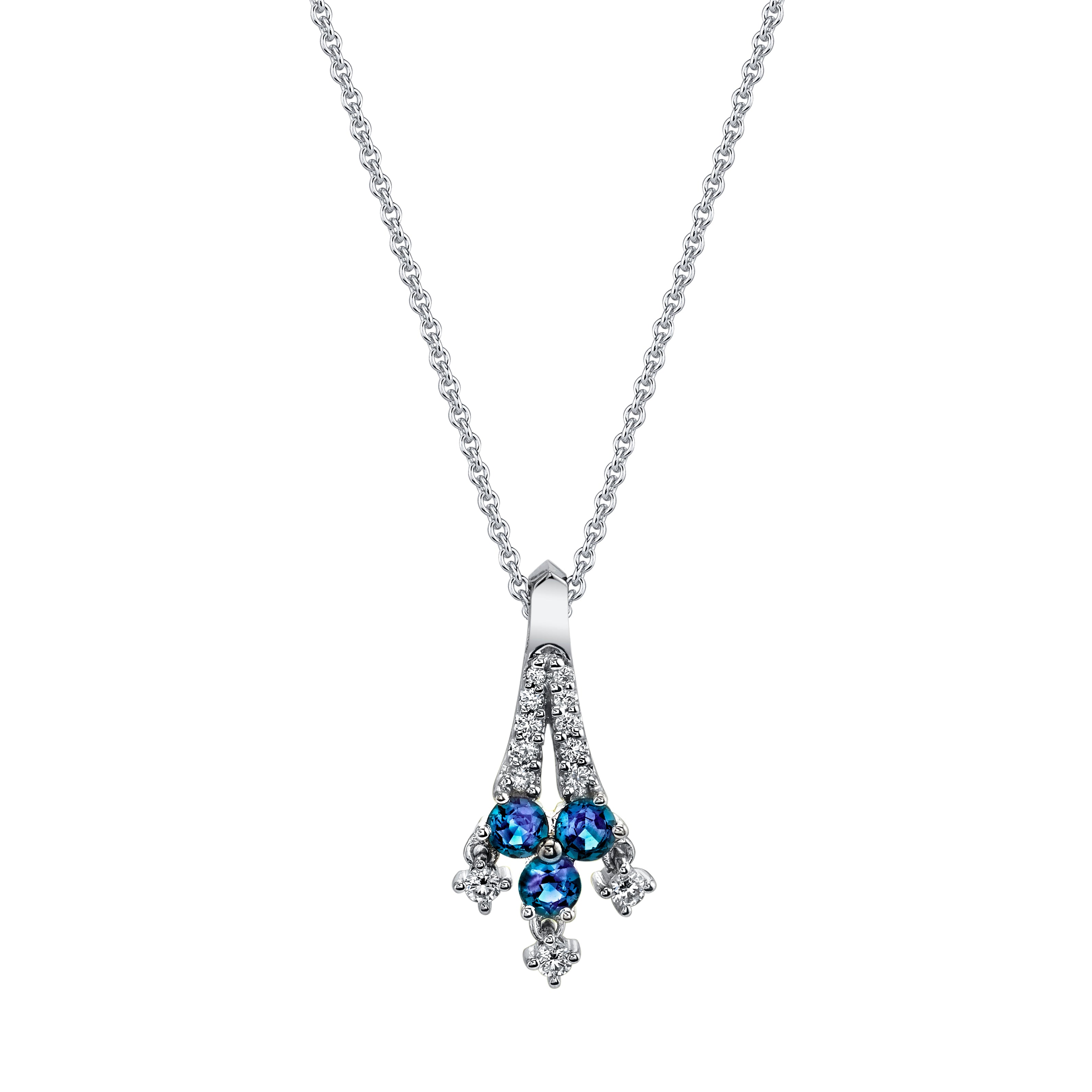 Crimson Drops - 18K White Gold Alexandrite Pendant