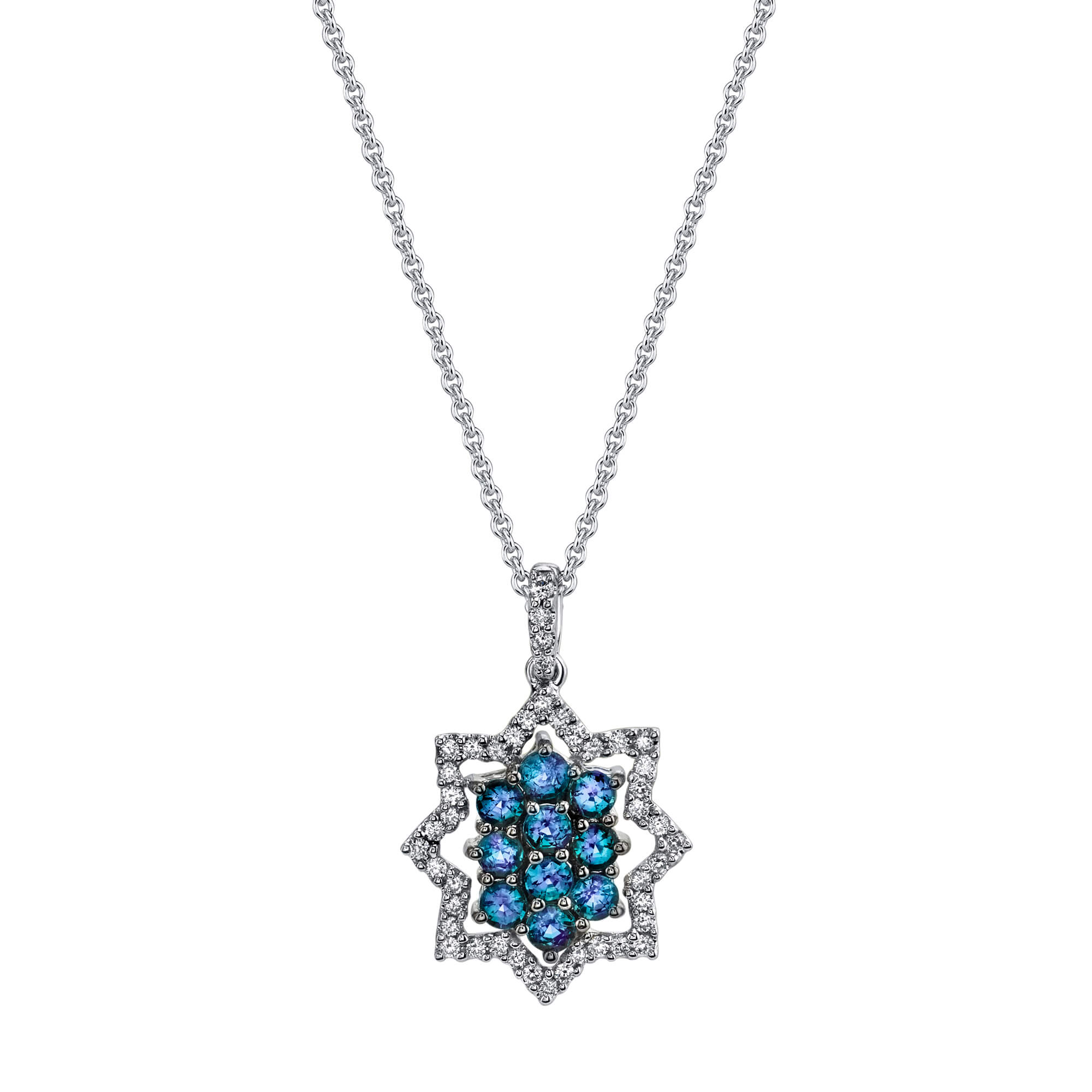 Dangling Star - 18K White Gold Alexandrite Pendant