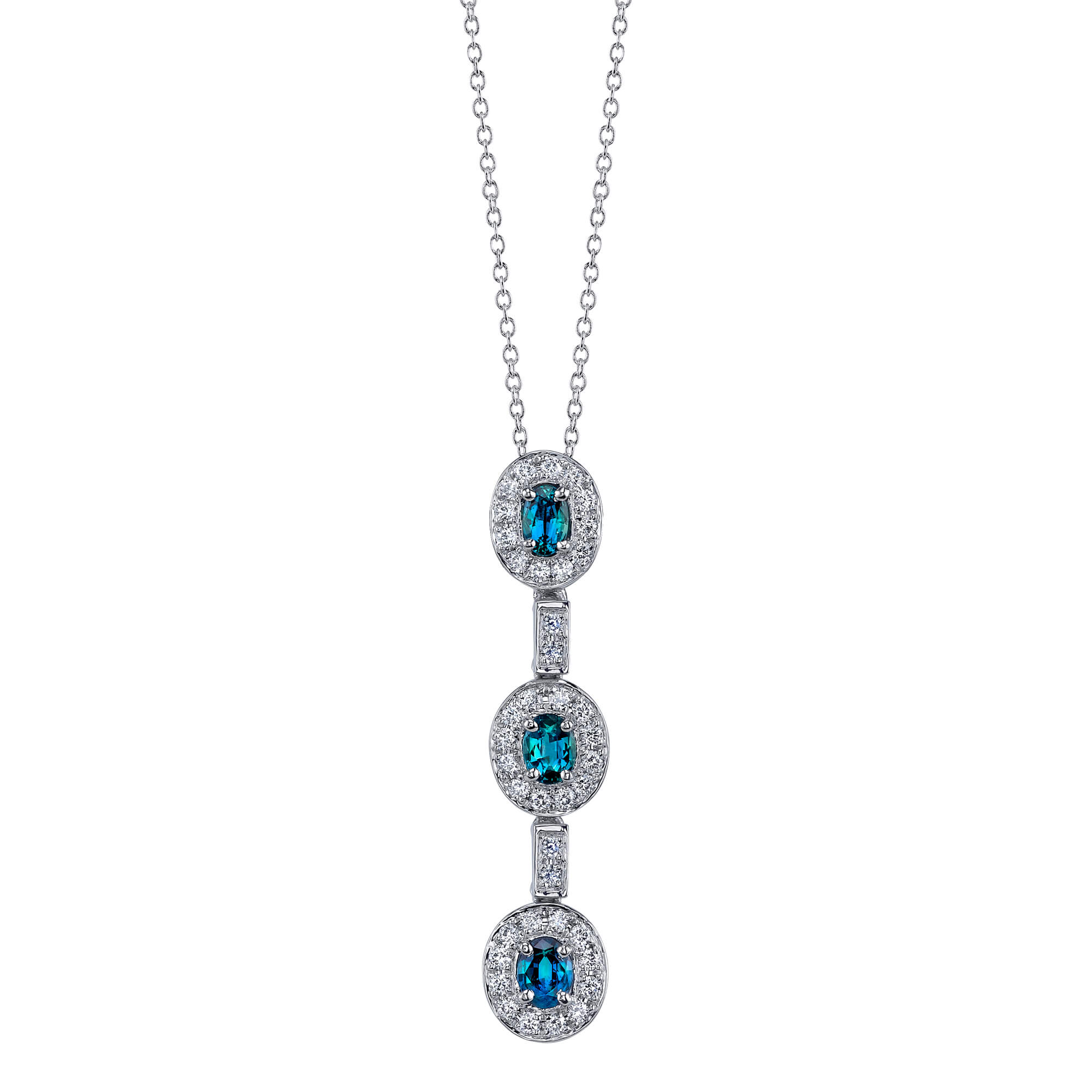 Gorgeous Platinum Natural Alexandrite and Diamond Pendant Necklace at  1stDibs