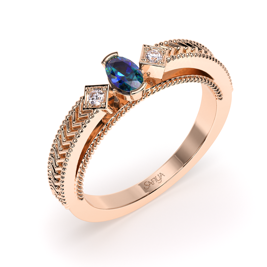 Deep Affection - 14K Rose Gold Natural Alexandrite Ring