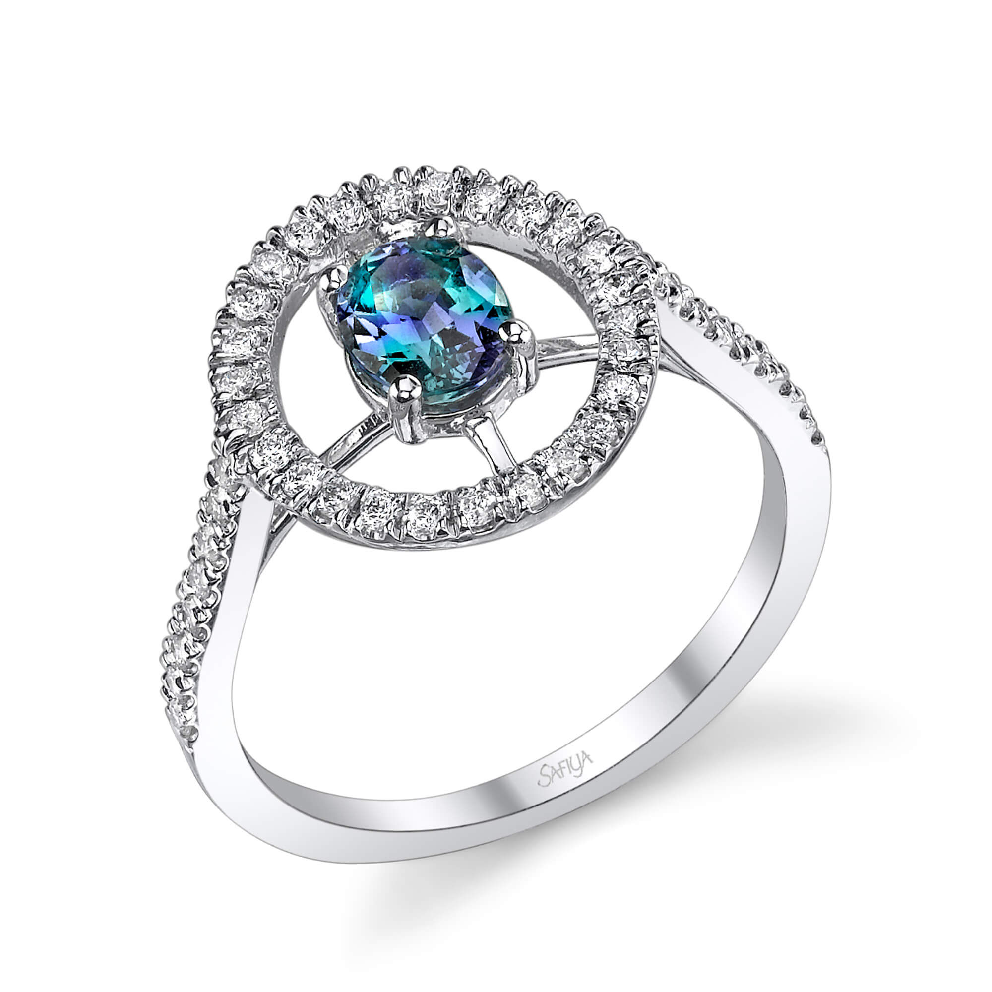 Monsoon Mist Large - 14K White Gold Alexandrite Ring