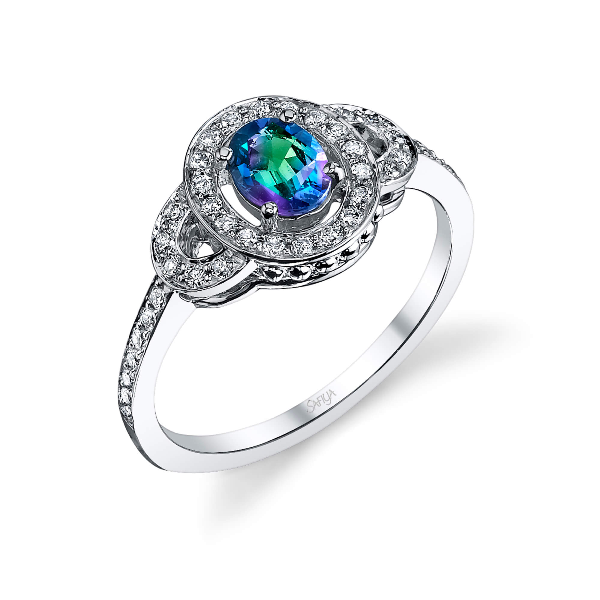 Encompassed Grace - 14K White Gold Alexandrite Ring