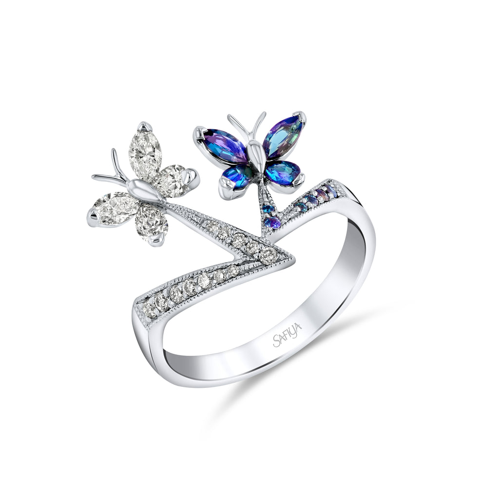 Butterfly Love - 18K White Gold Natural Alexandrite Ring